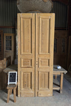 Raised Molding 3 Panel Antique Solid French Doors - 42.5x98.5 K355