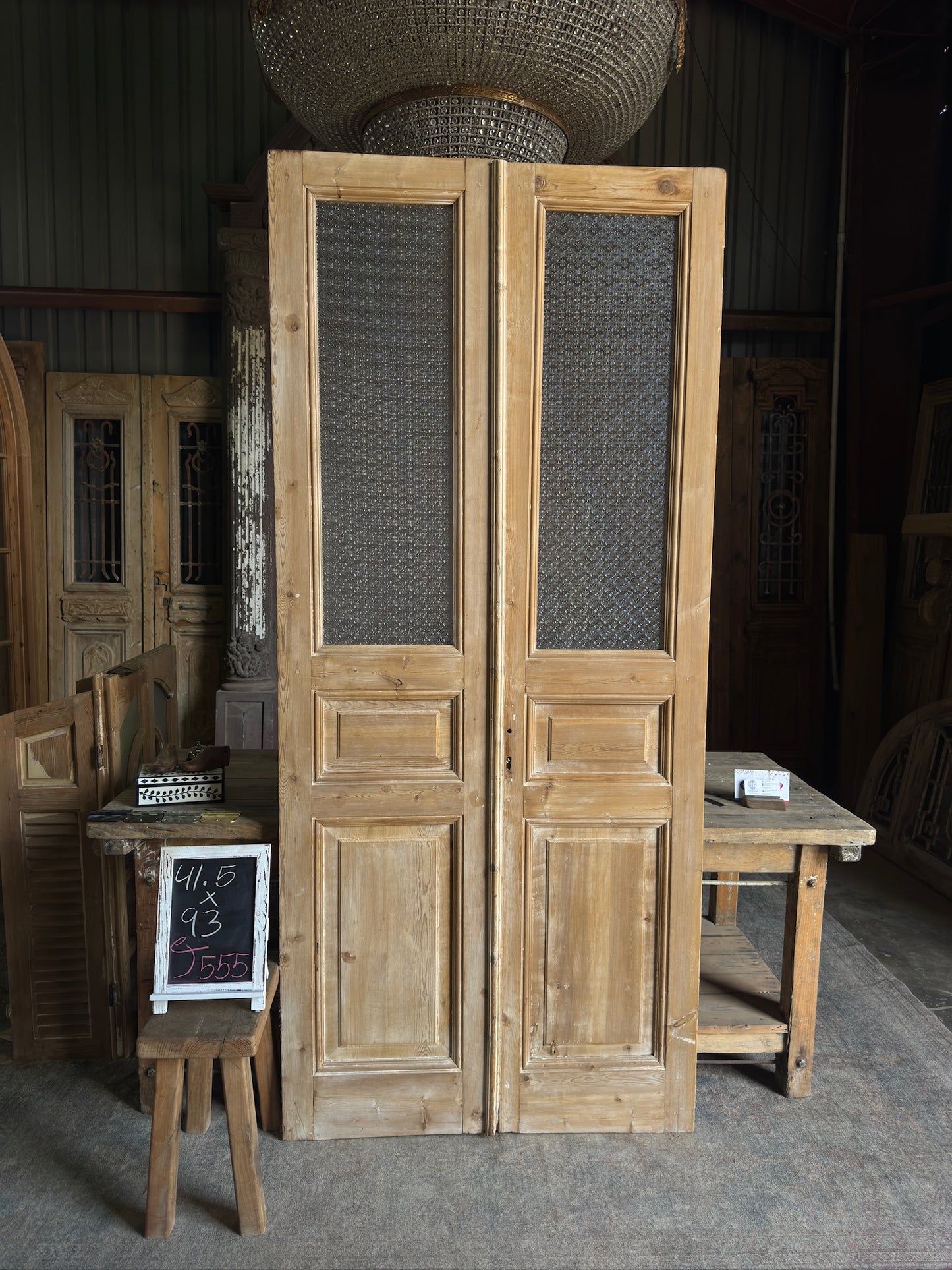 Glass Antique French Doors - 41.5x93 J555