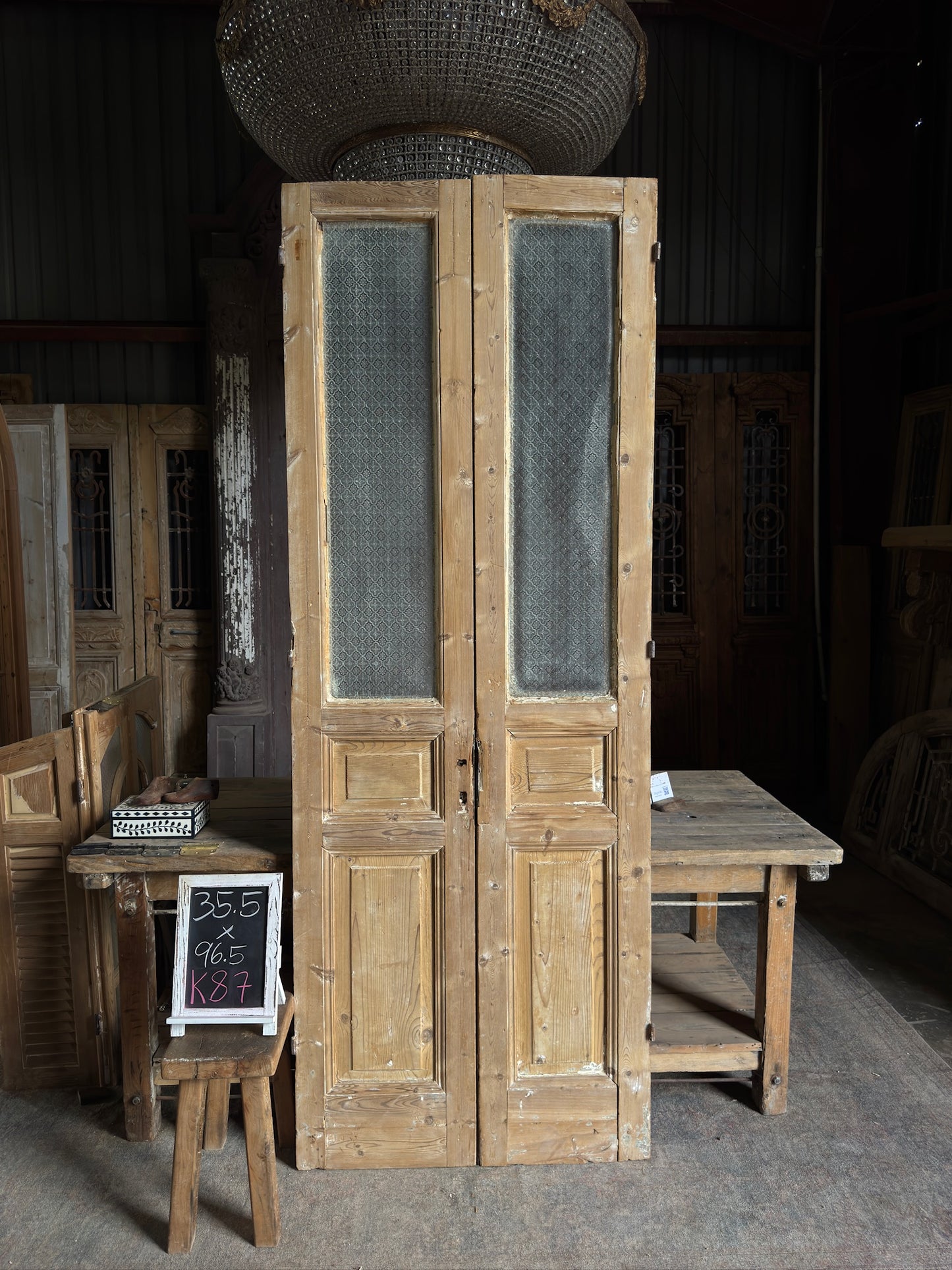 Glass Antique French Doors - 35.5x96.5 K87