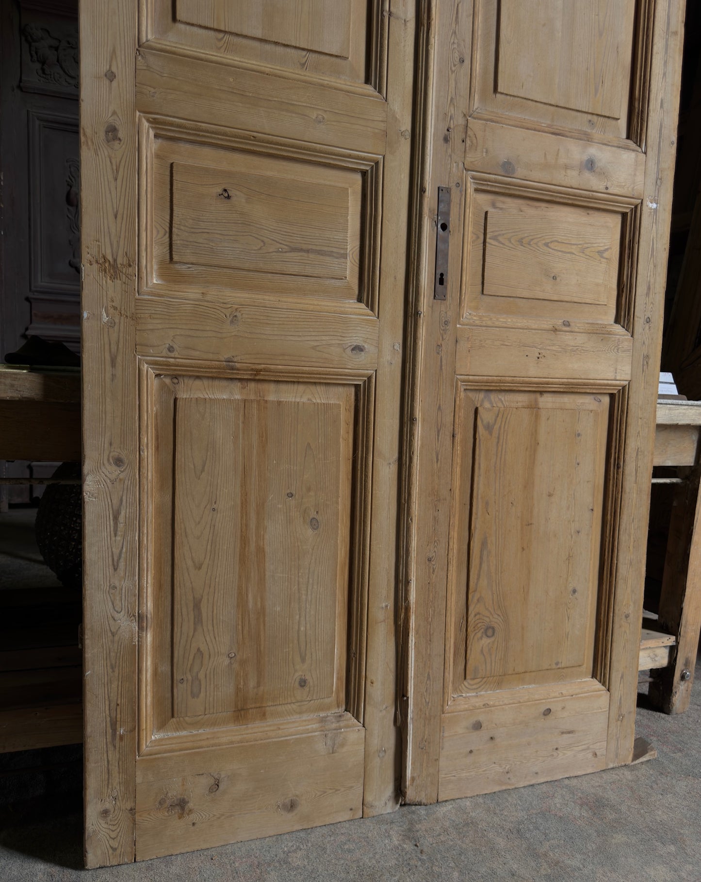 3 Panel Antique Solid French Doors - 44x101.25 J446