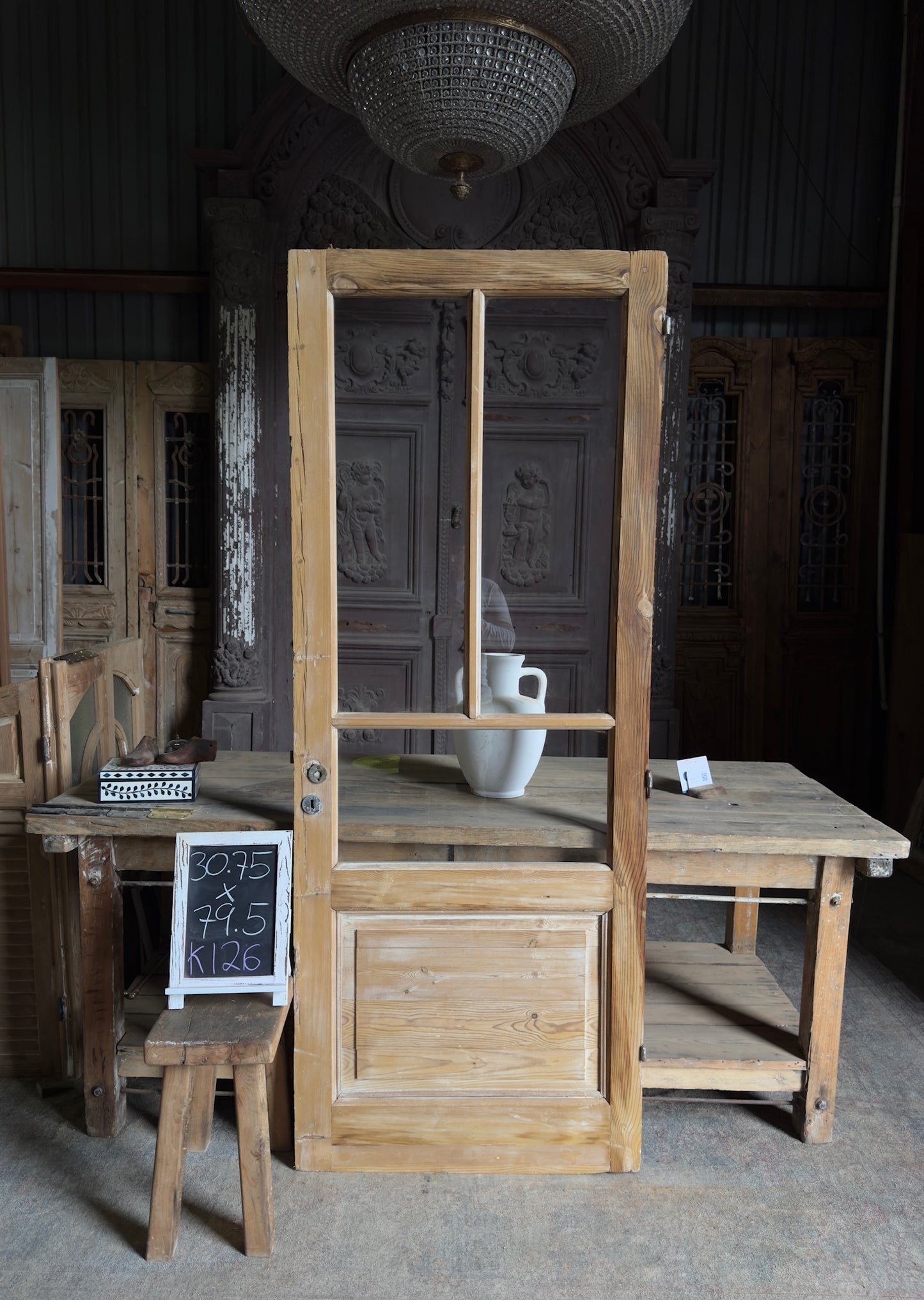 Unique 3 Lite Antique Glass Single Door - 30.75x79.5 K126