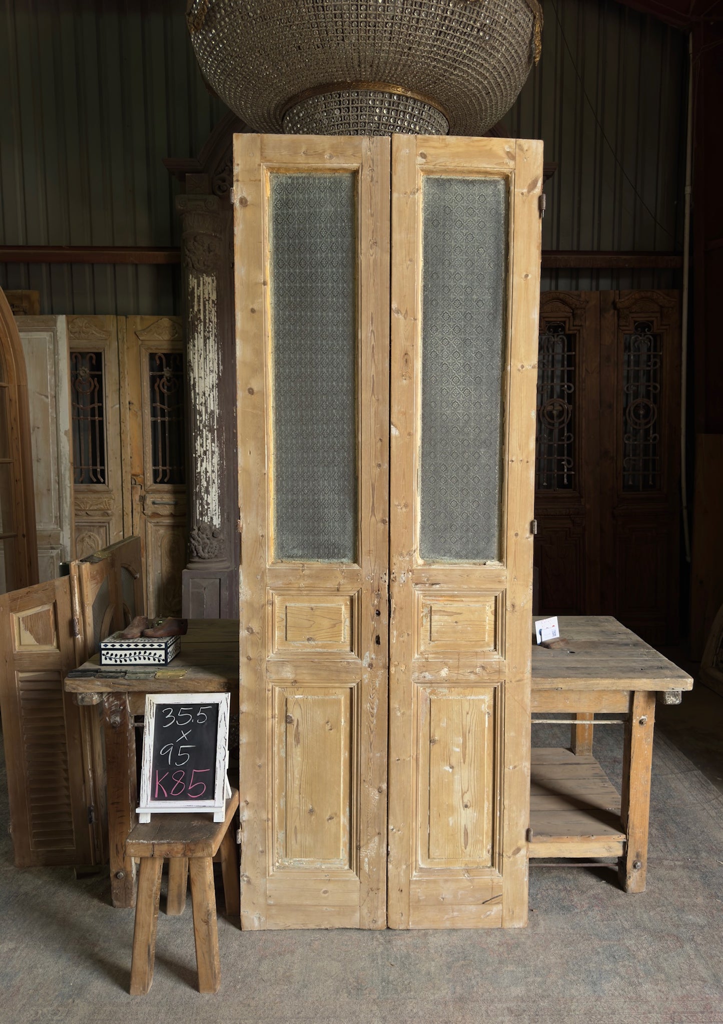 Glass Antique French Doors - 35.5x95 K85