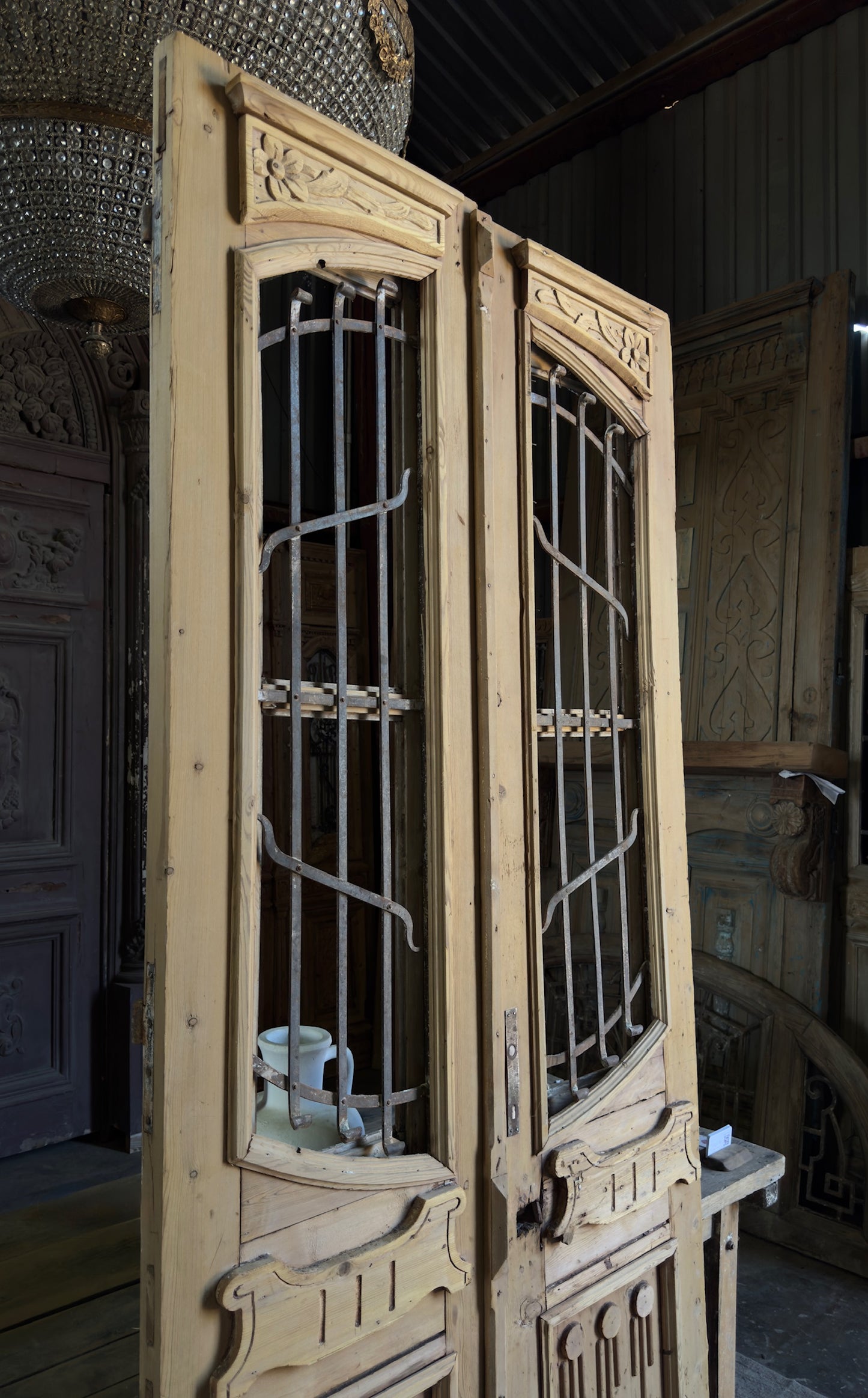 Sophisticated Antique Iron French Doors - 43x97.5 K435