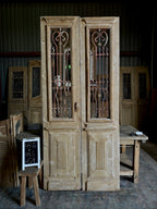 Grand Antique Iron Entrance Doors with Fluted Panel 44.5x99.5 H59