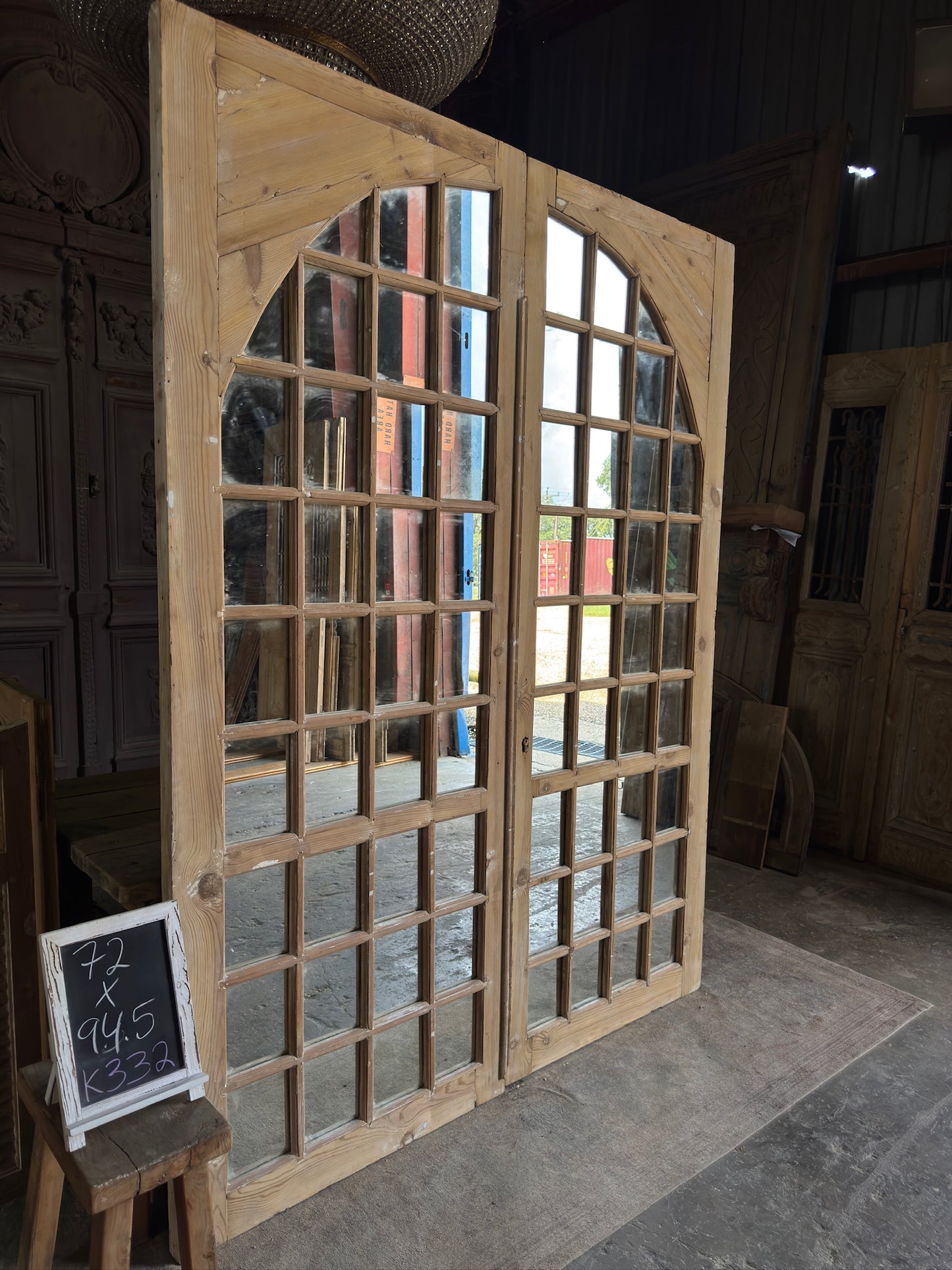 Large Mirror Arched Antique Glass Doors - 72x94.5 K332