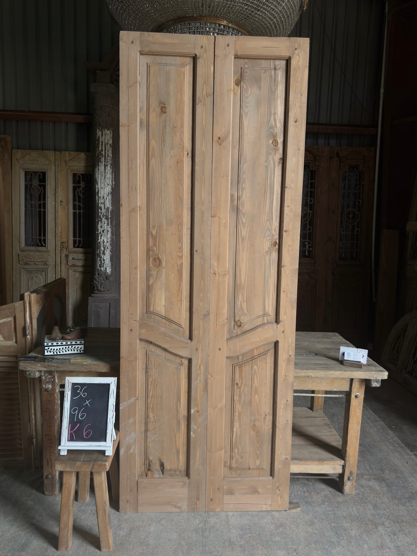 Handcrafted 2 Panel Carved Solid French Doors - 36x96 K6