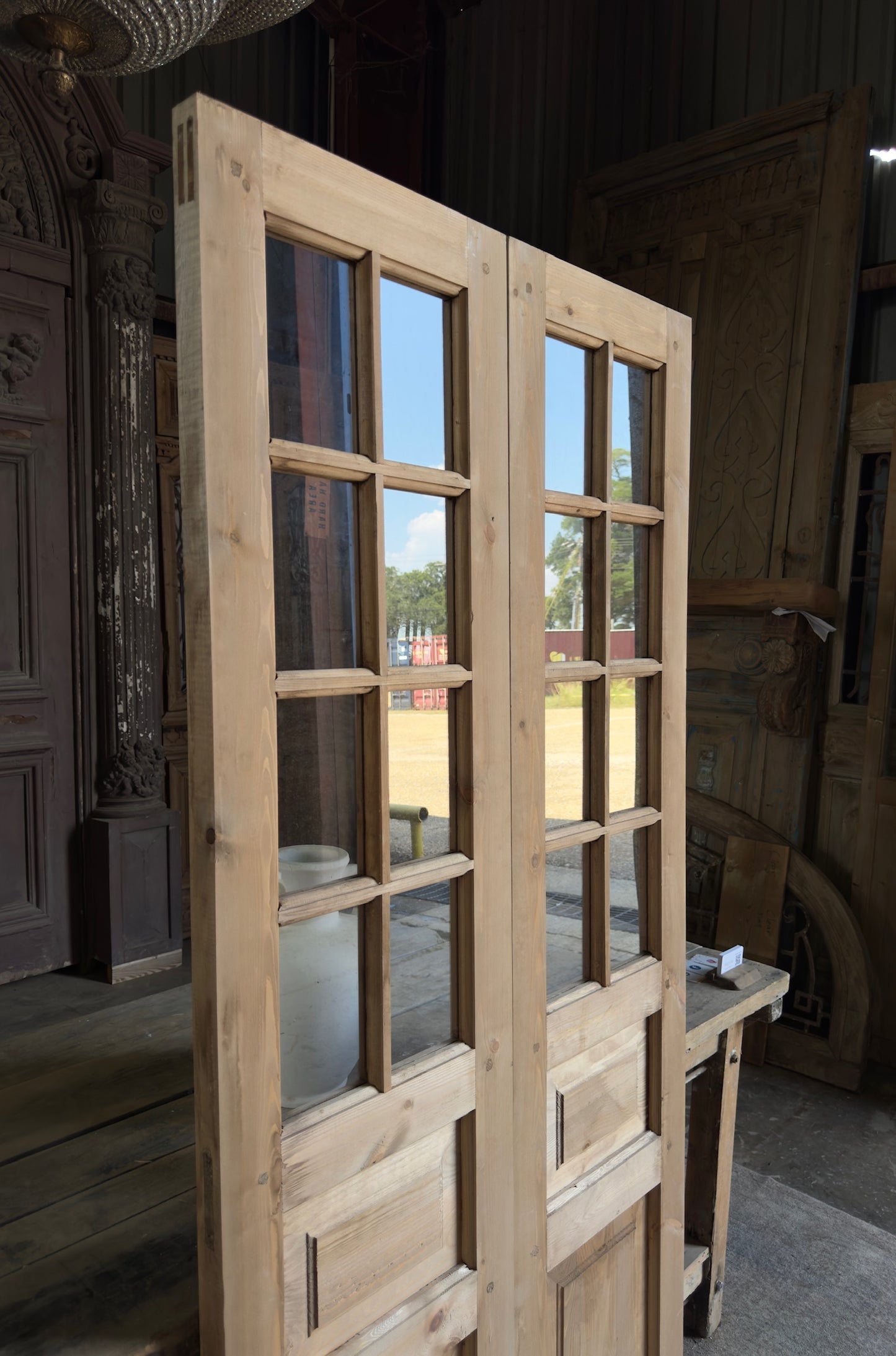 Handcrafted 8 Lite Glass French Doors - 36x80 L25