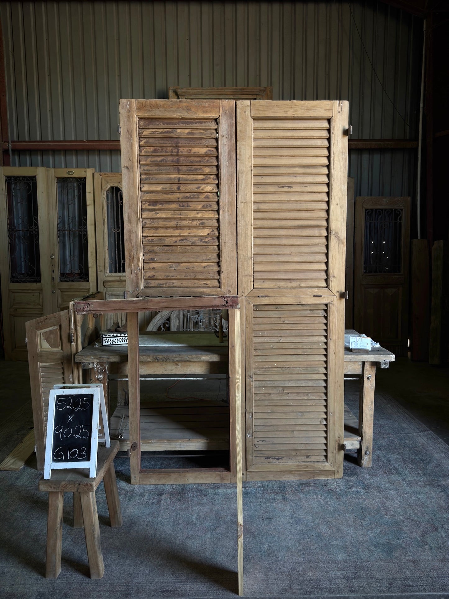 European Antique Louvered Shutters - 52.25x90.25 G103