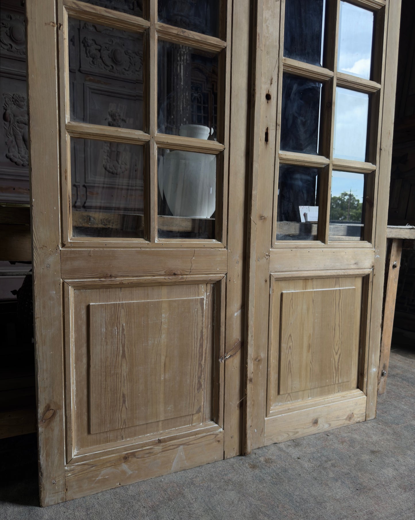 Grand Antique Glass French Doors - 50.25x99.75 J513