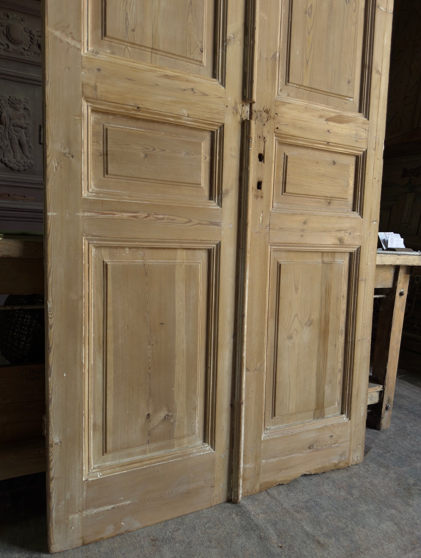 3 Panel Antique Solid French Doors - 43.5x100.25 J347