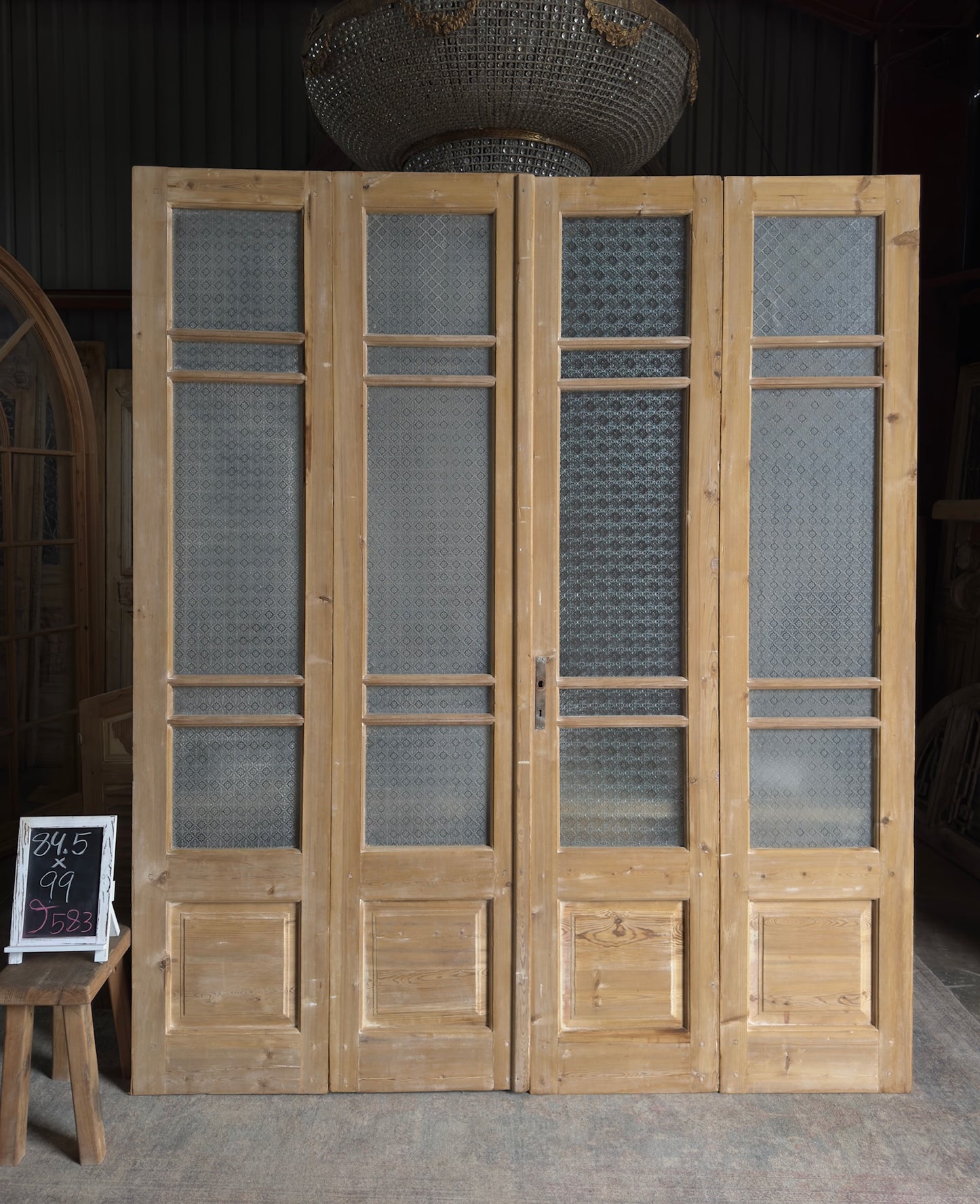 Antique Bi-Fold French Glass Doors - 84.5x99 J583