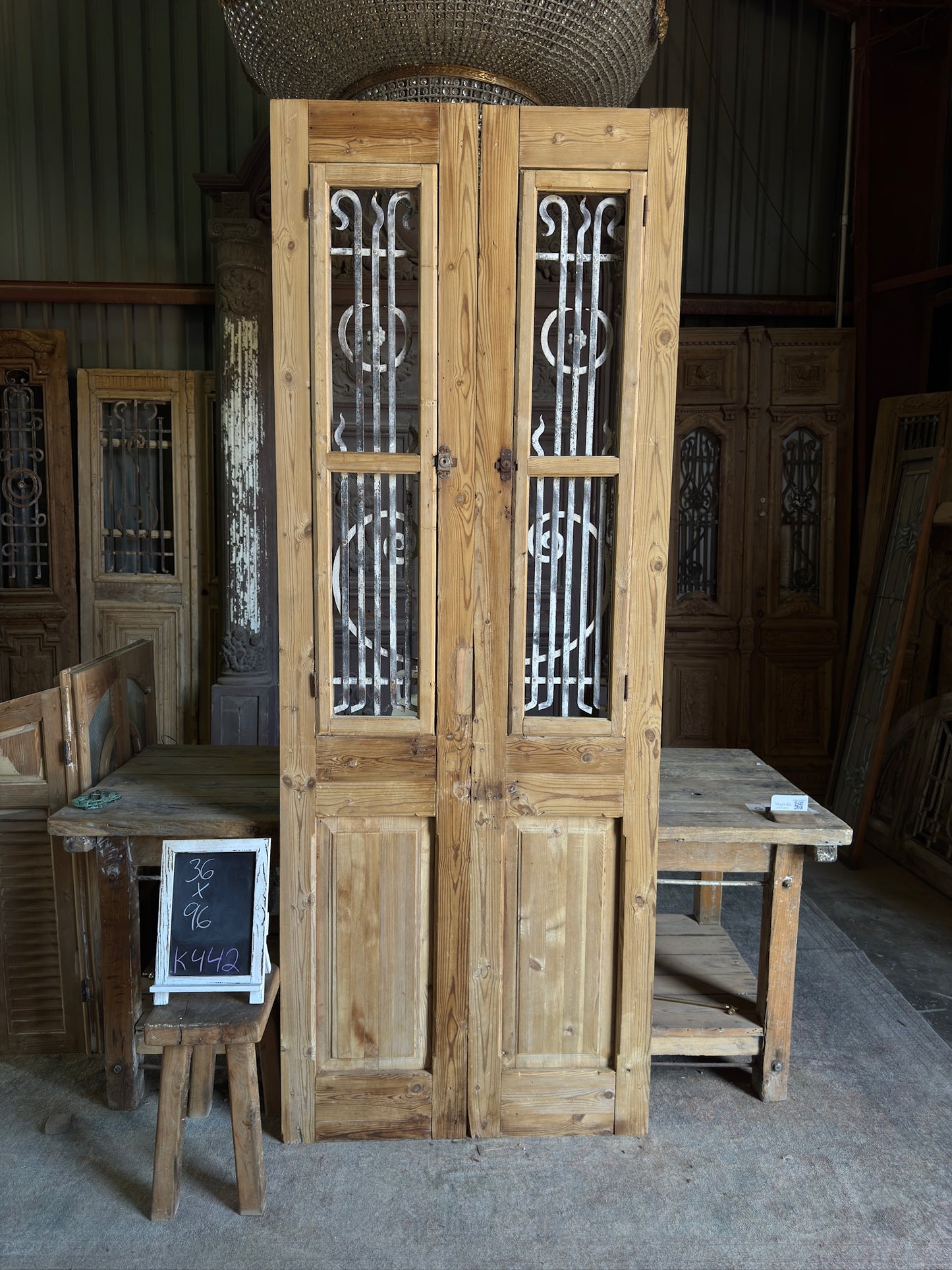 19th Century Antique Iron Double Doors - 36x96 K442