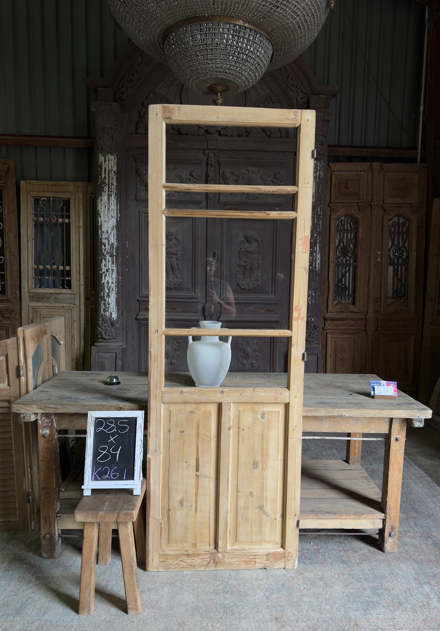 19th Century Antique Glass Single Door - 28.5x84 K261