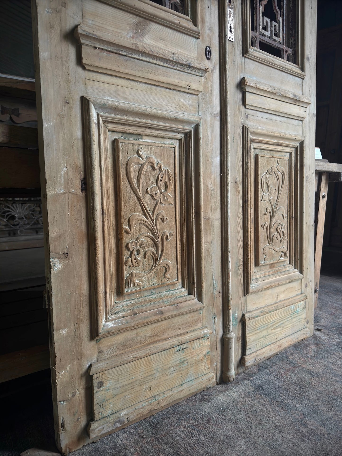 Classic Antique French Face Iron Doors - 44.75x103.5 H145