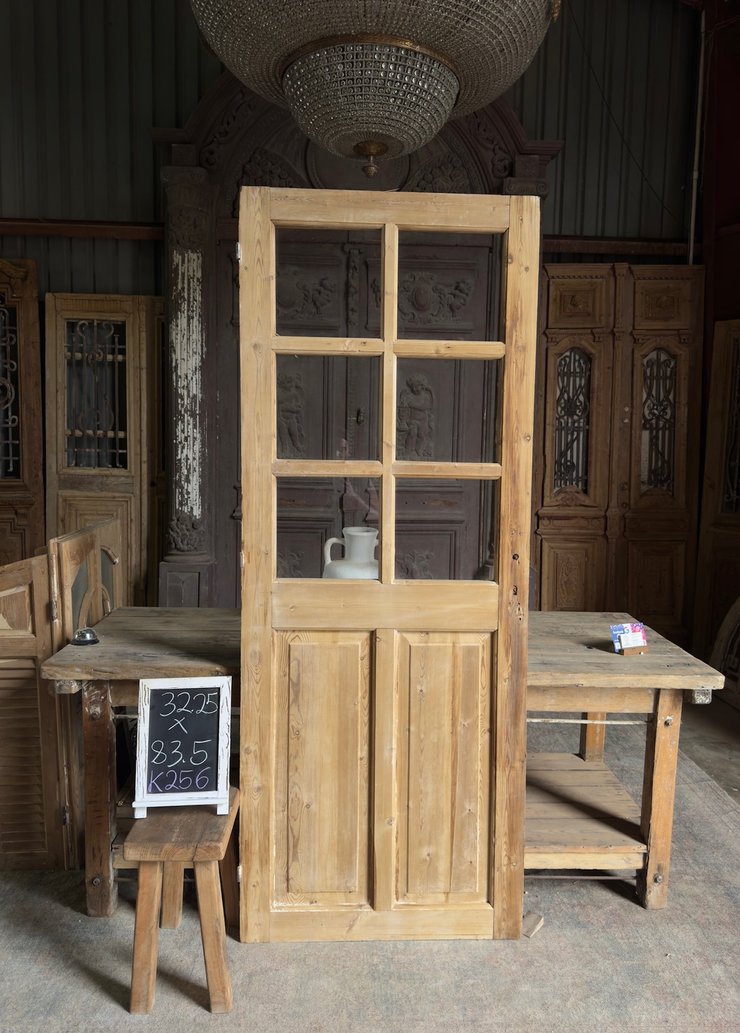 6 Lite Antique Glass Single Door - 32.25x83.5 K256
