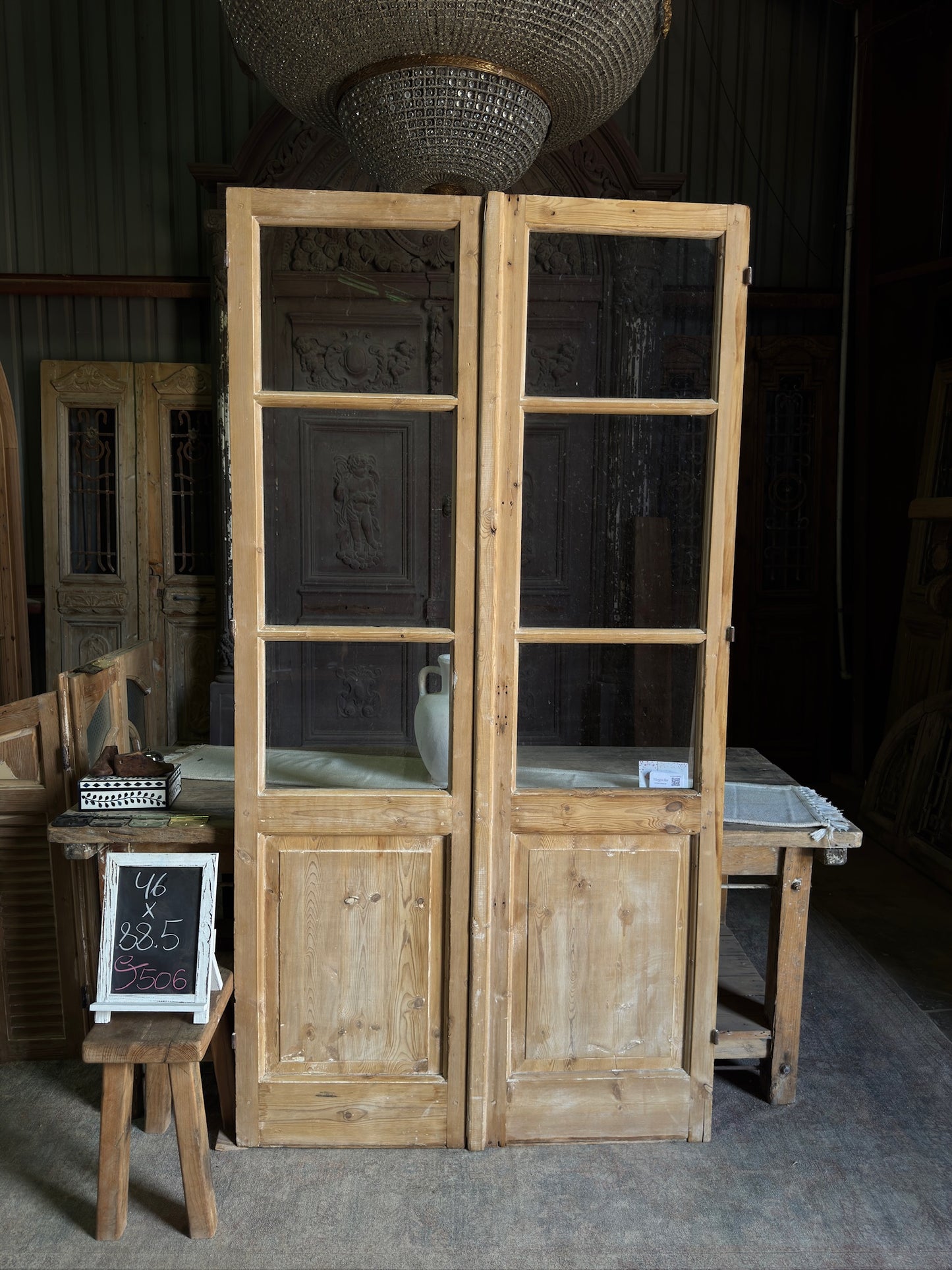 6 Lite European Antique Glass French Doors - 46x88.5 J506