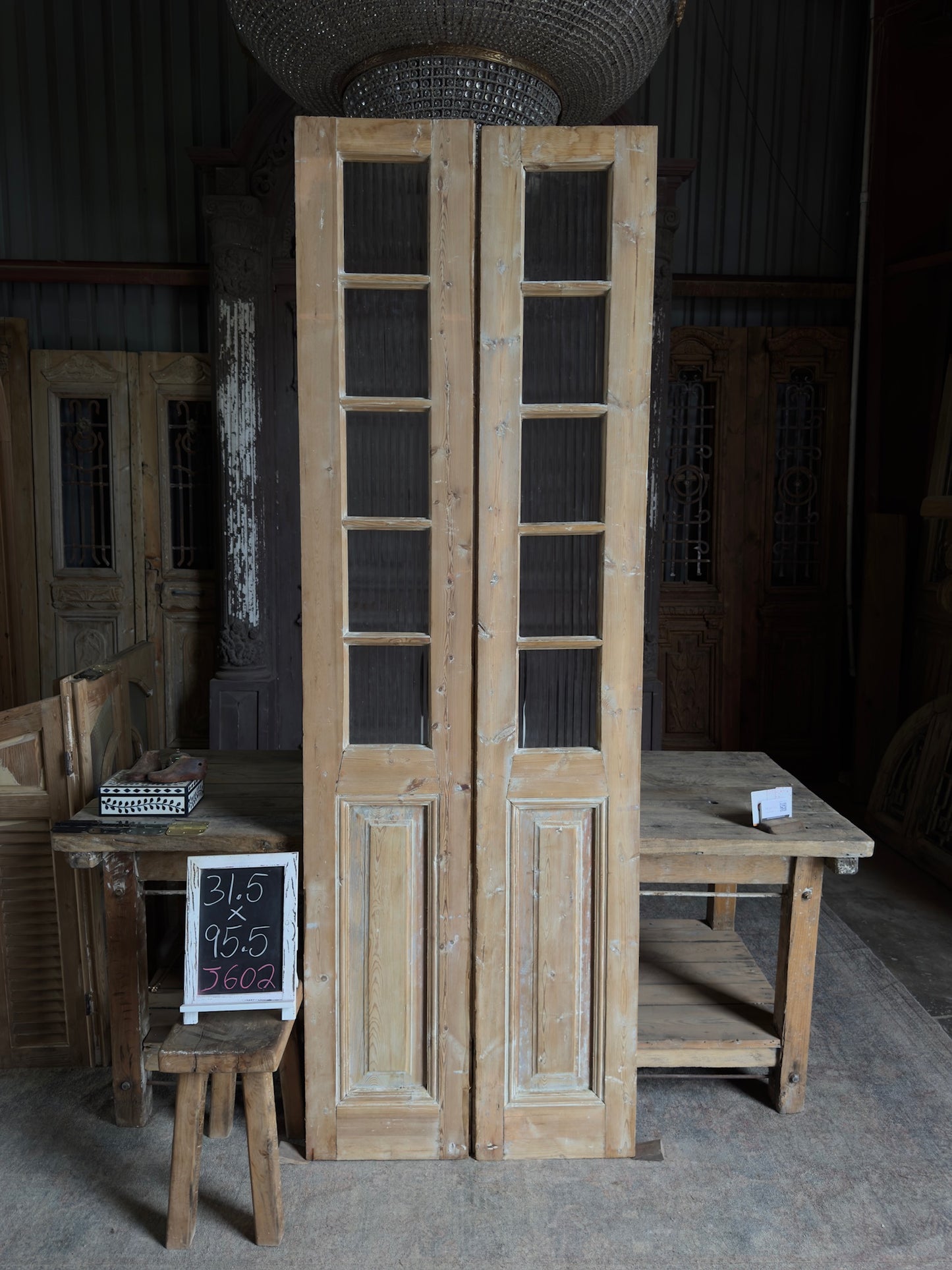 Antique 5 Lite French Doors - 31.5x95.5 J602