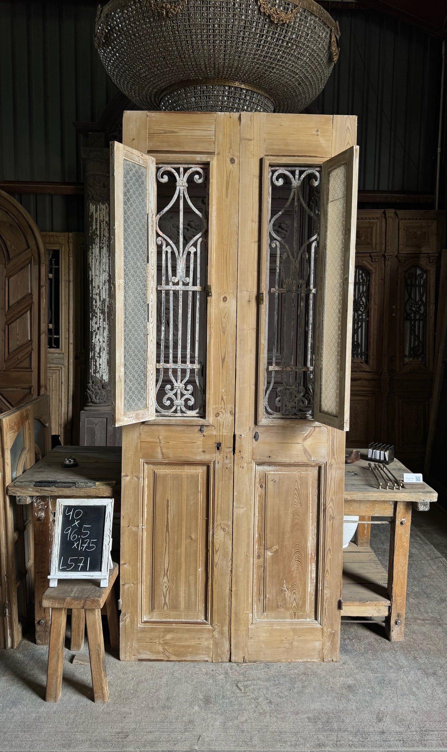 Antique Iron 2 Lite French Doors - 40x96.5 - L571