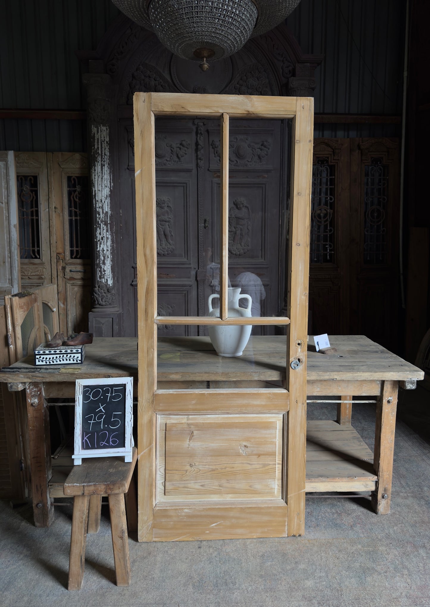 Unique 3 Lite Antique Glass Single Door - 30.75x79.5 K126