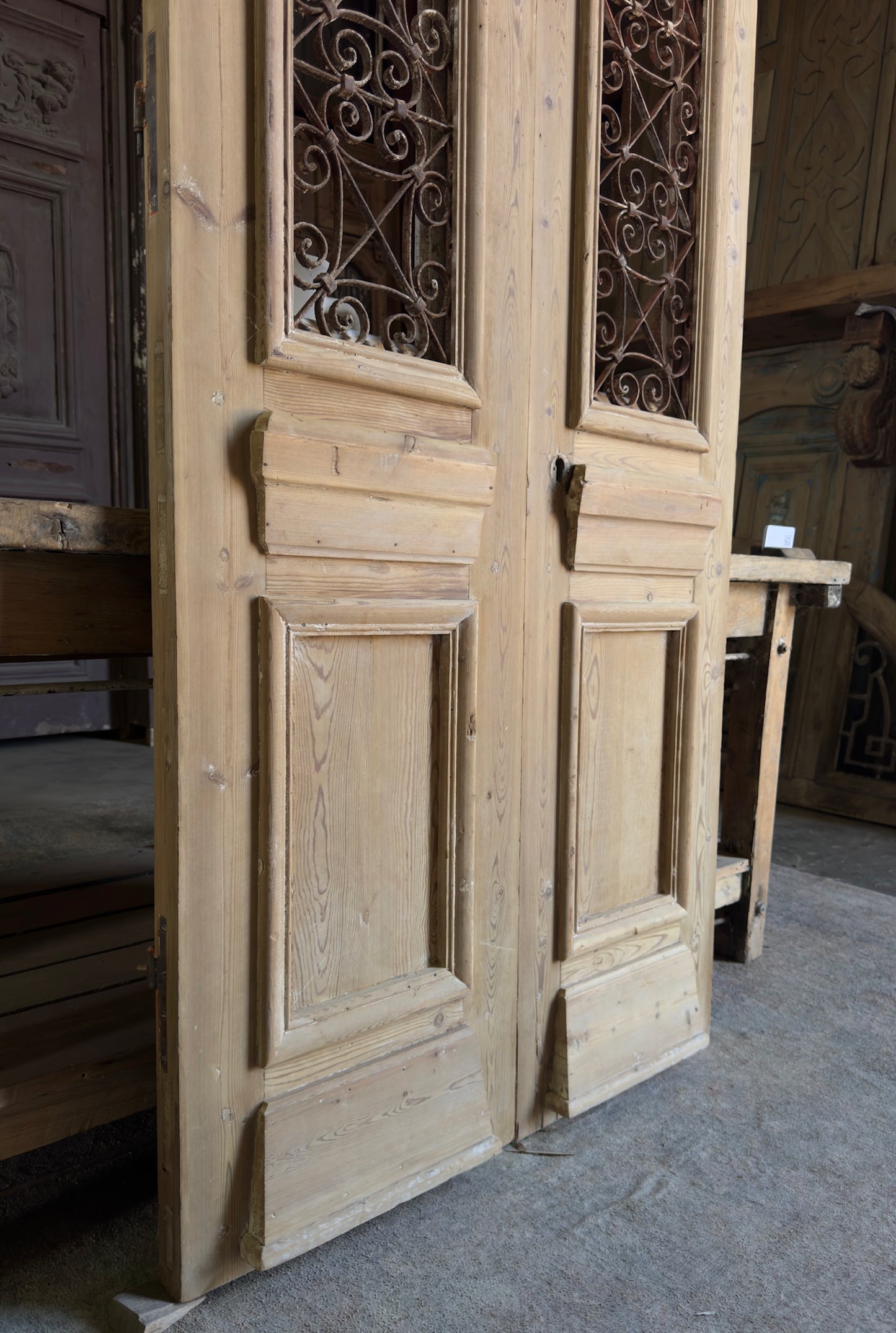 Stately Antique Iron French Doors - 36.25x88 K445