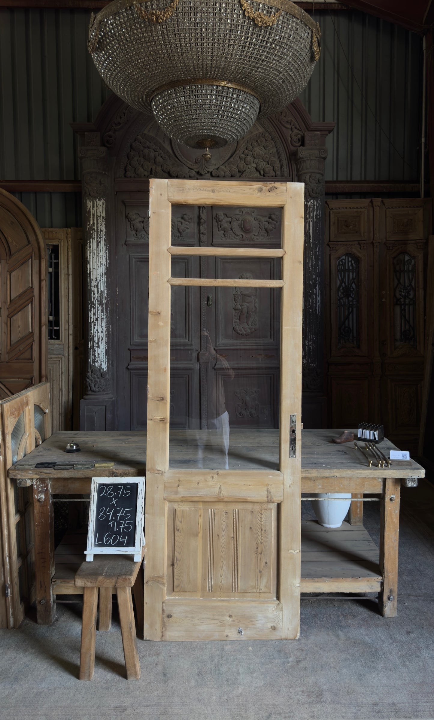 Antique Glass 3 Lite Single Door - 28.75x84.75 - L604