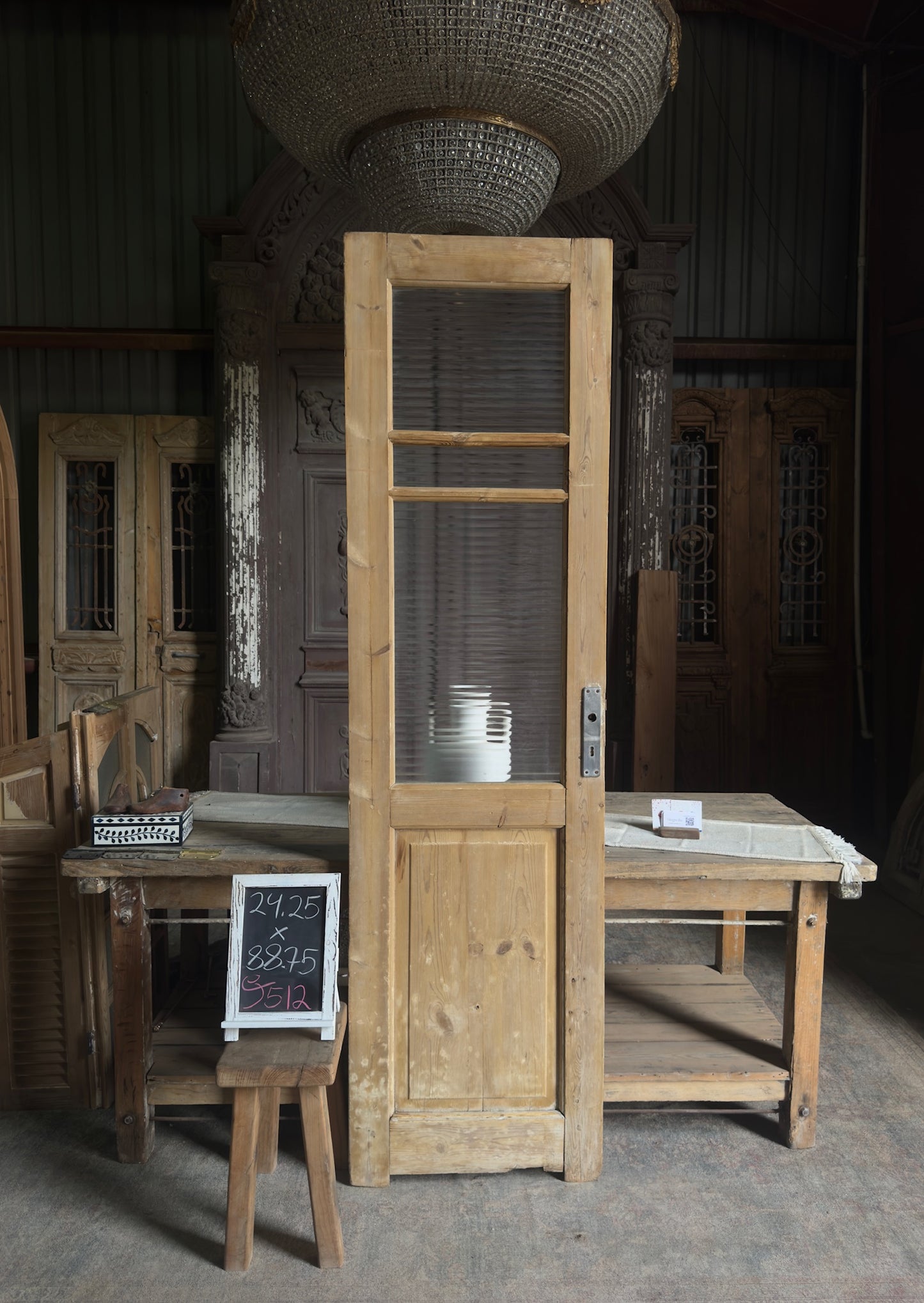 Glass Antique Door - 24.25x88.75 J512