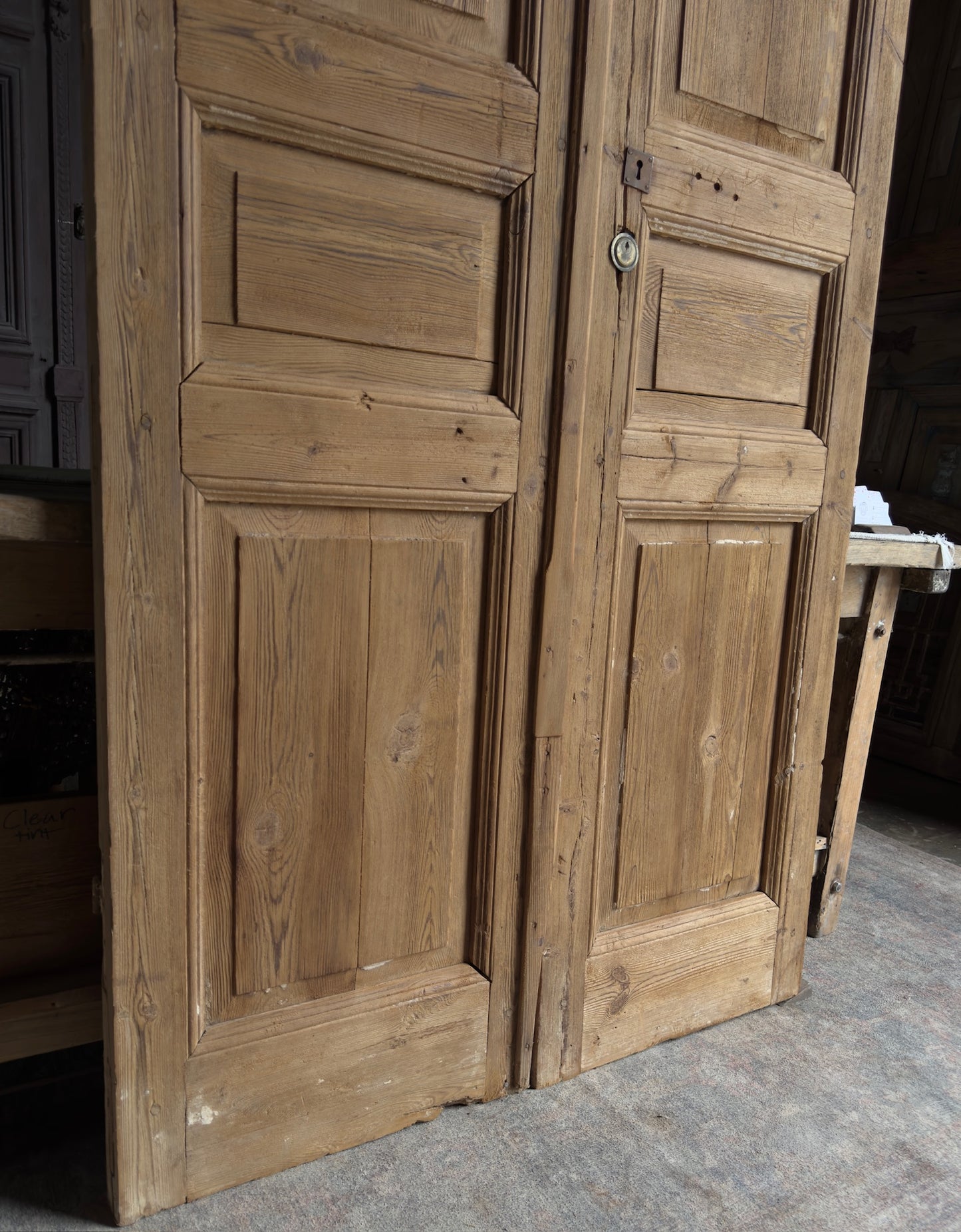 3 Panel Antique Solid French Doors - 44x101.25 J343