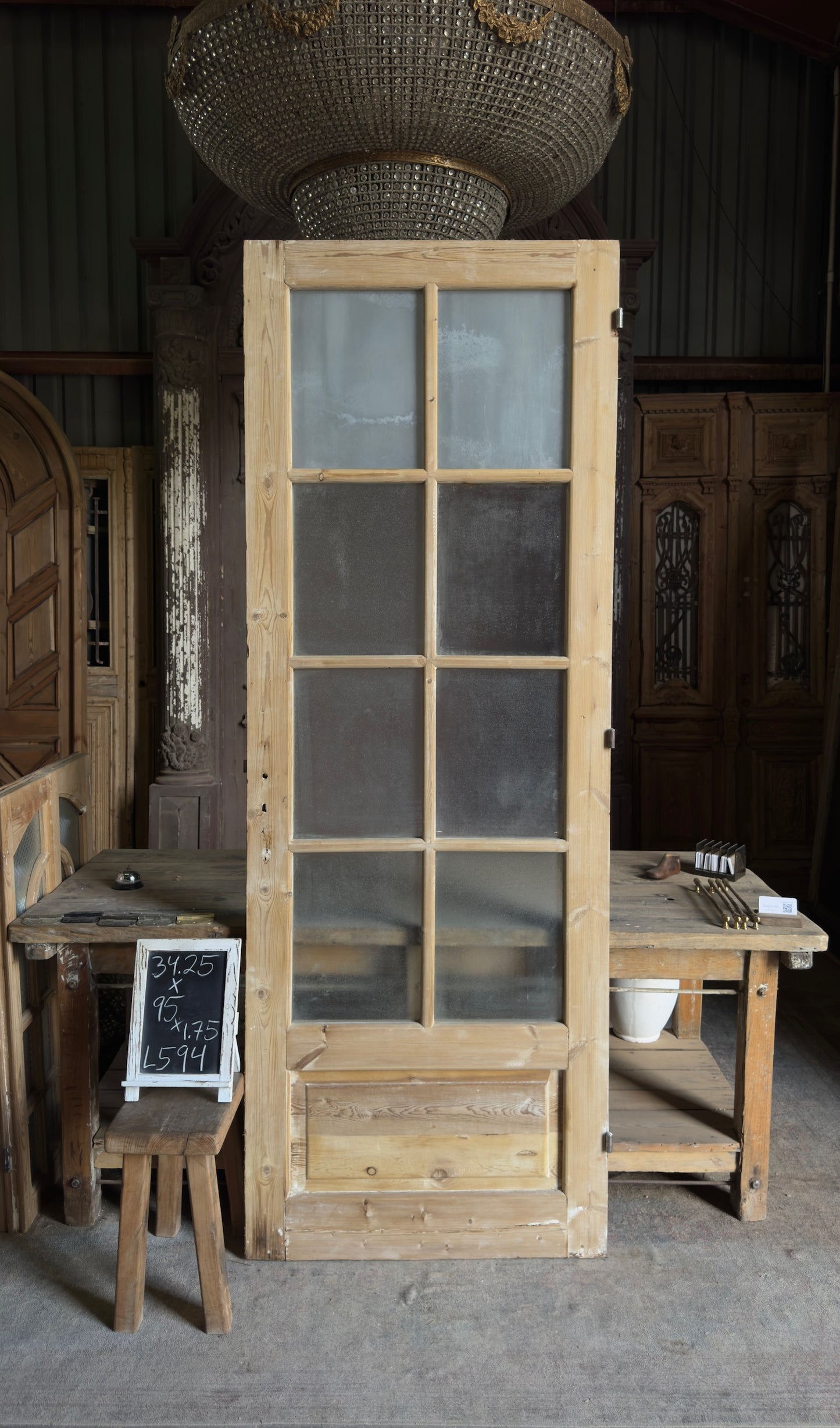 Antique Obscured Glass 8 Lite Glass Door - 34.25x95 - L594