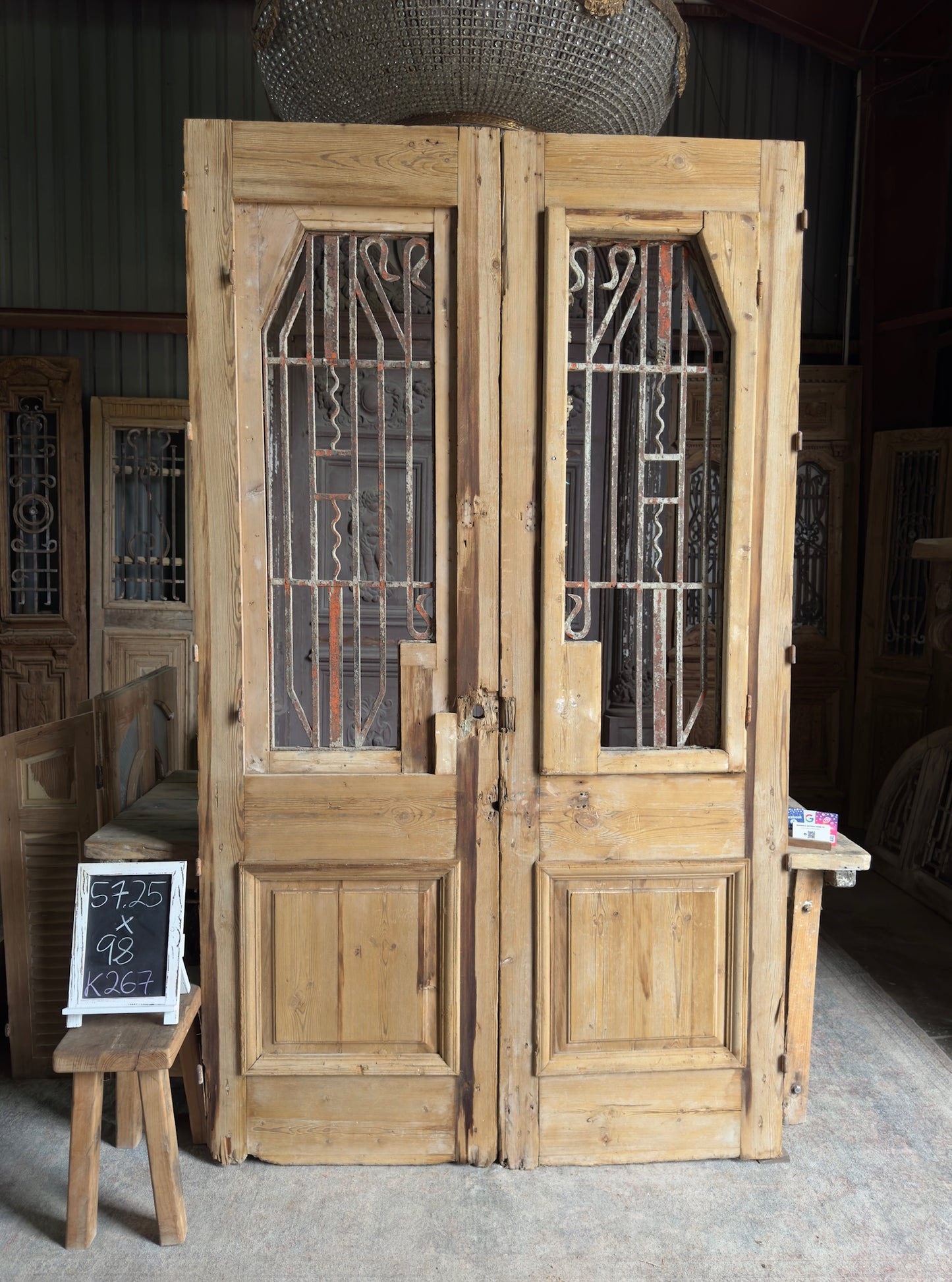 Large Antique Iron Entry Doors - 57.25x98 K267