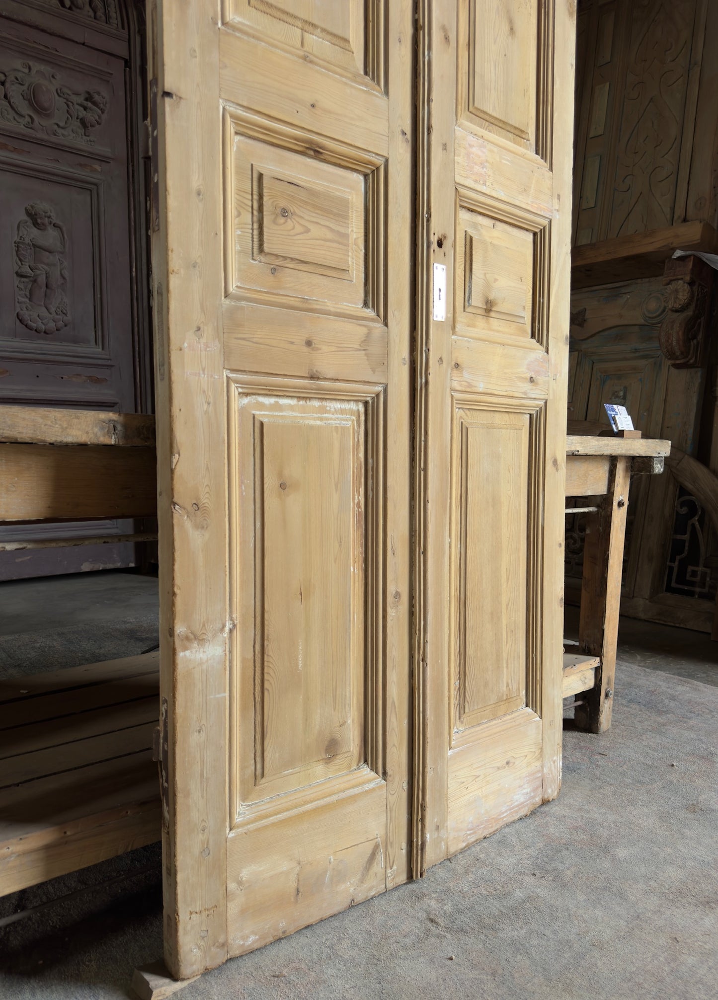 3 Panel Antique Solid French Doors - 35.5x96 K315