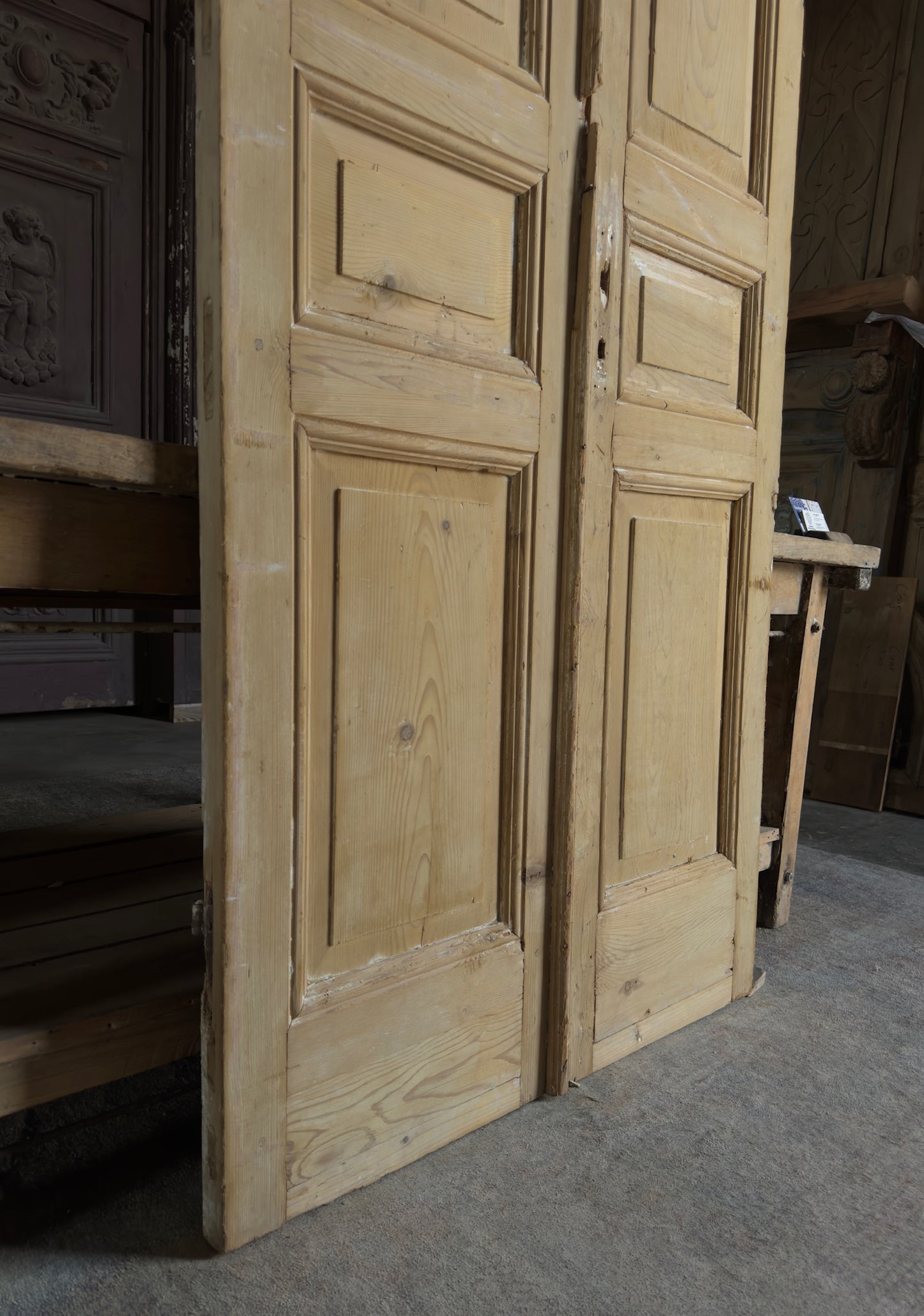 3 Panel Antique Solid French Doors - 39.25x94 K346