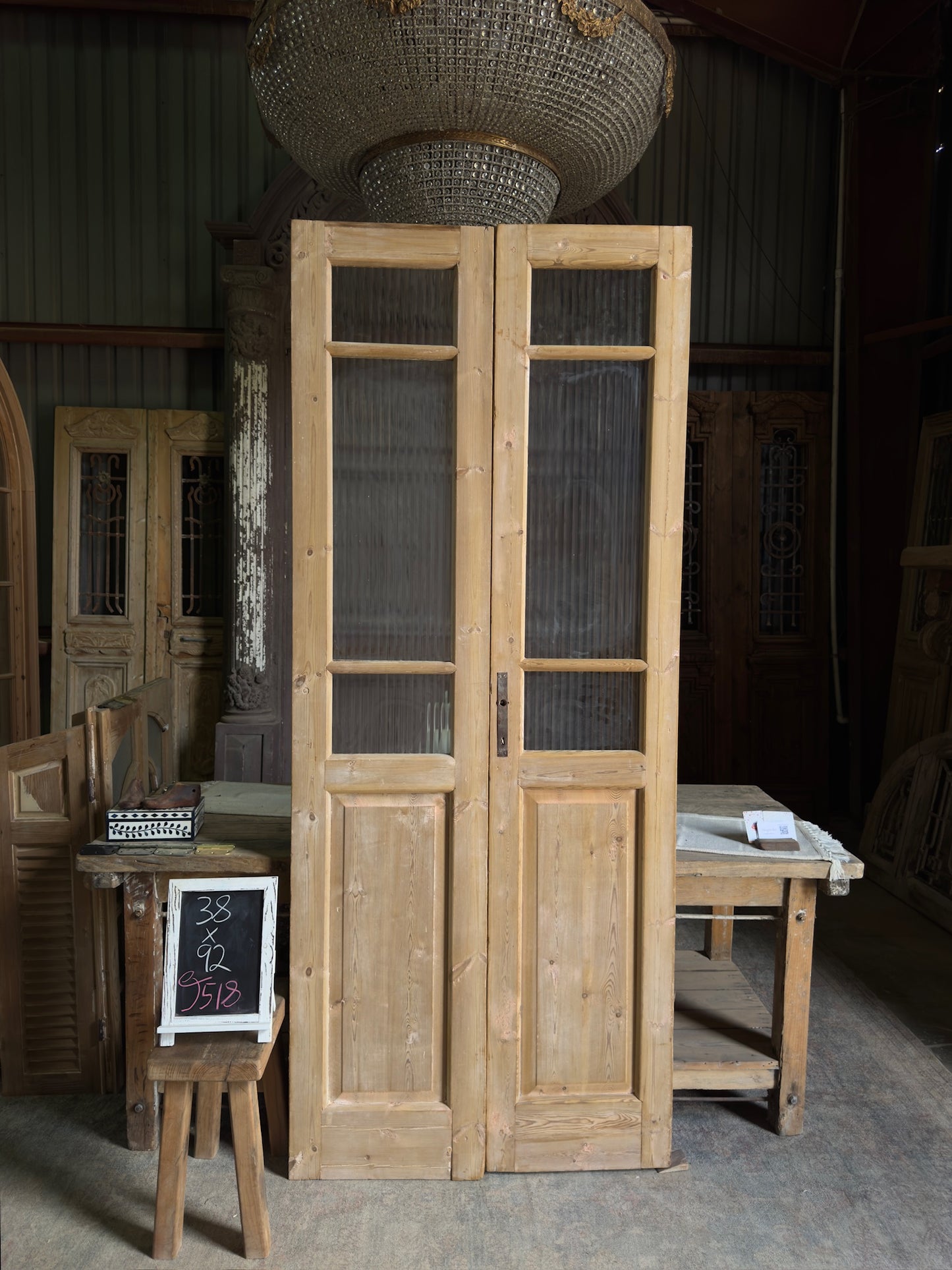 Antique Glass French Doors - 38x92 J518