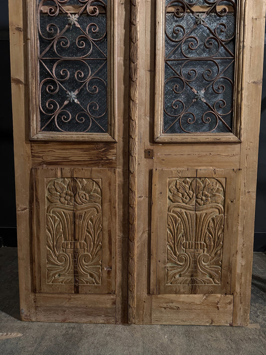 Antique Carved Iron French Doors - 48.5x94.5 - N686