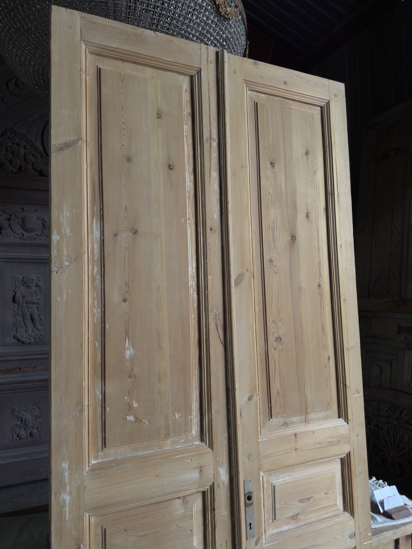 3 Panel Antique Solid French Doors - 43.5x100 J341