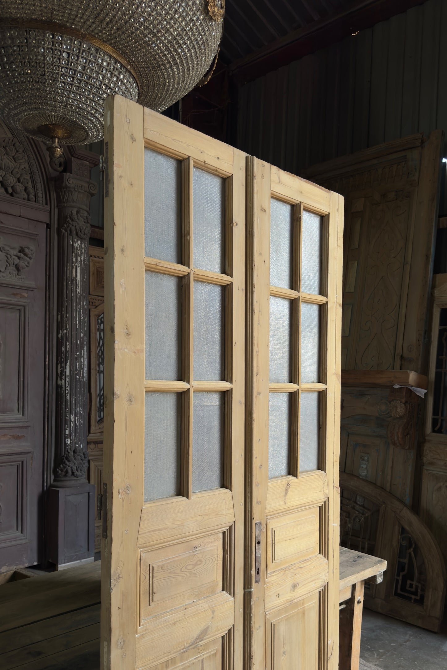 Classic Antique Glass French Doors - 40x90 K240