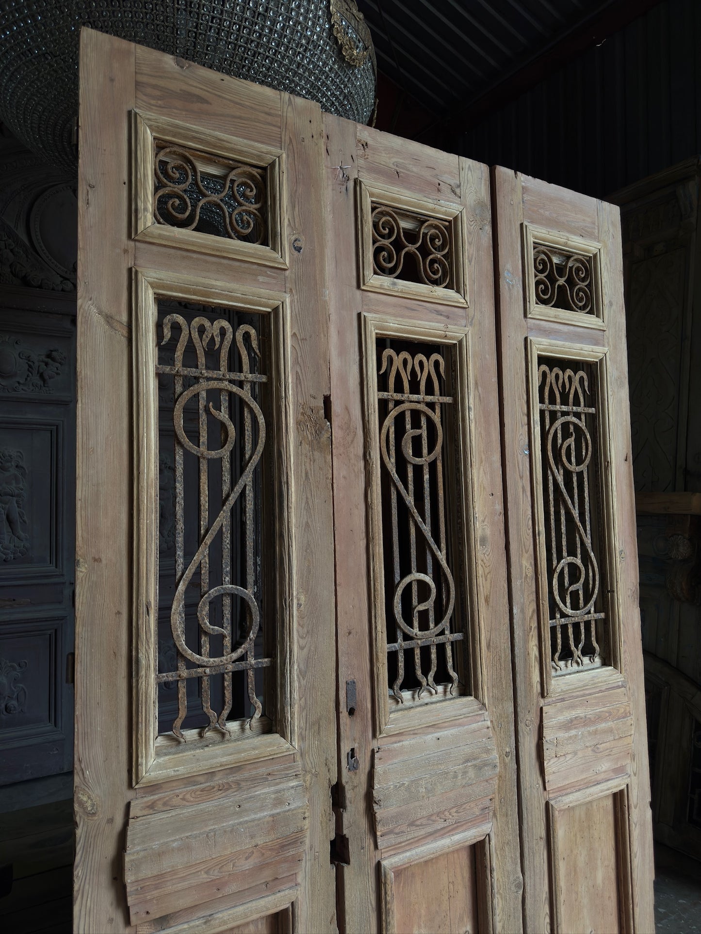 Antique Tri-Fold French Iron Doors - 62x101 K69