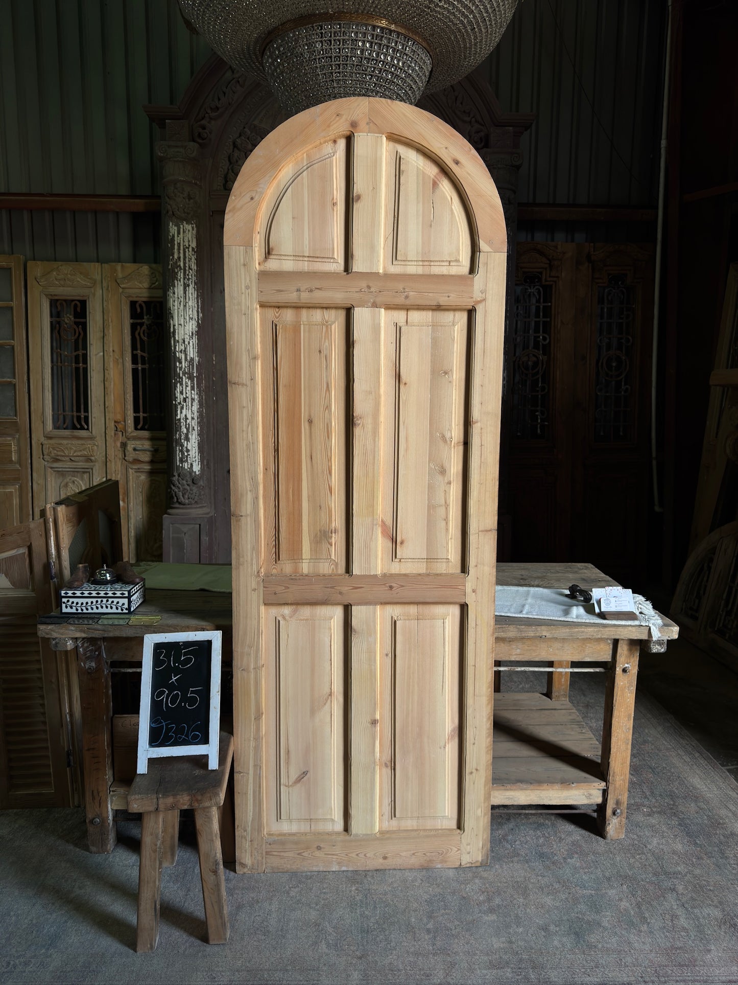 6 Panel Antique Arched Solid Single Door - 31.5x90.5 J326