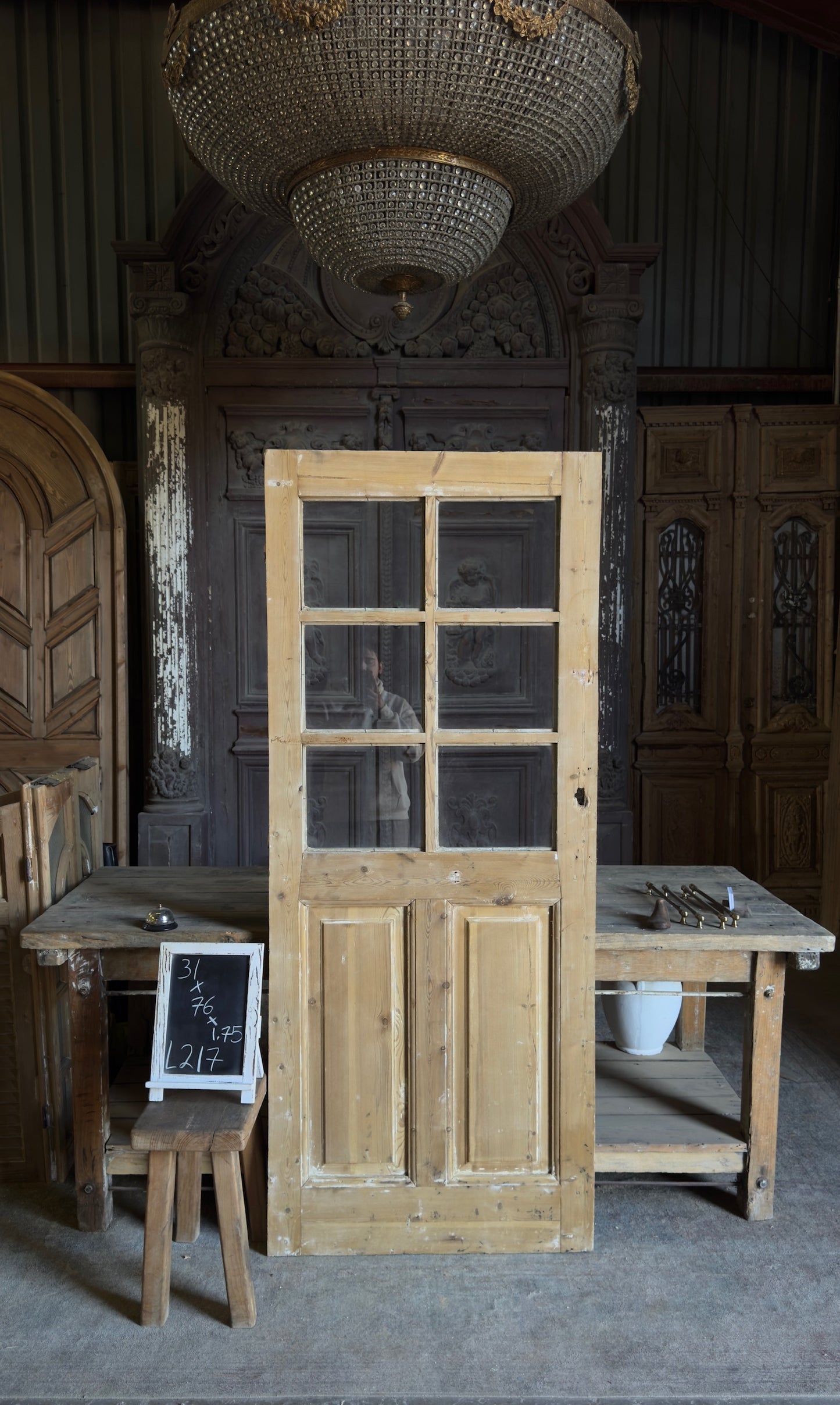 6 Lite Antique Glass Single Door - 31x76 - L217