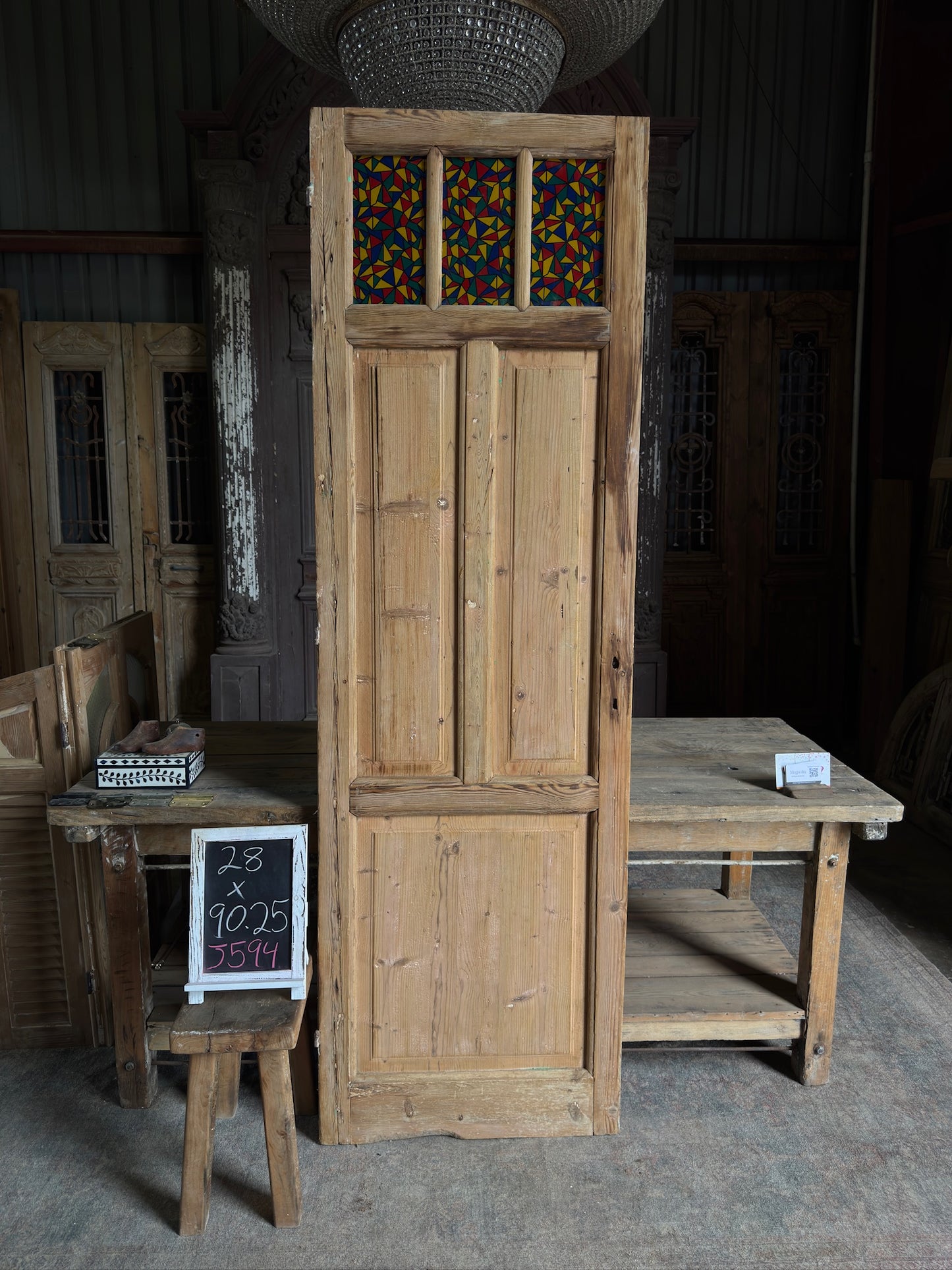 Bespoke Stained Glass Antique Door - 28x90.25 J594