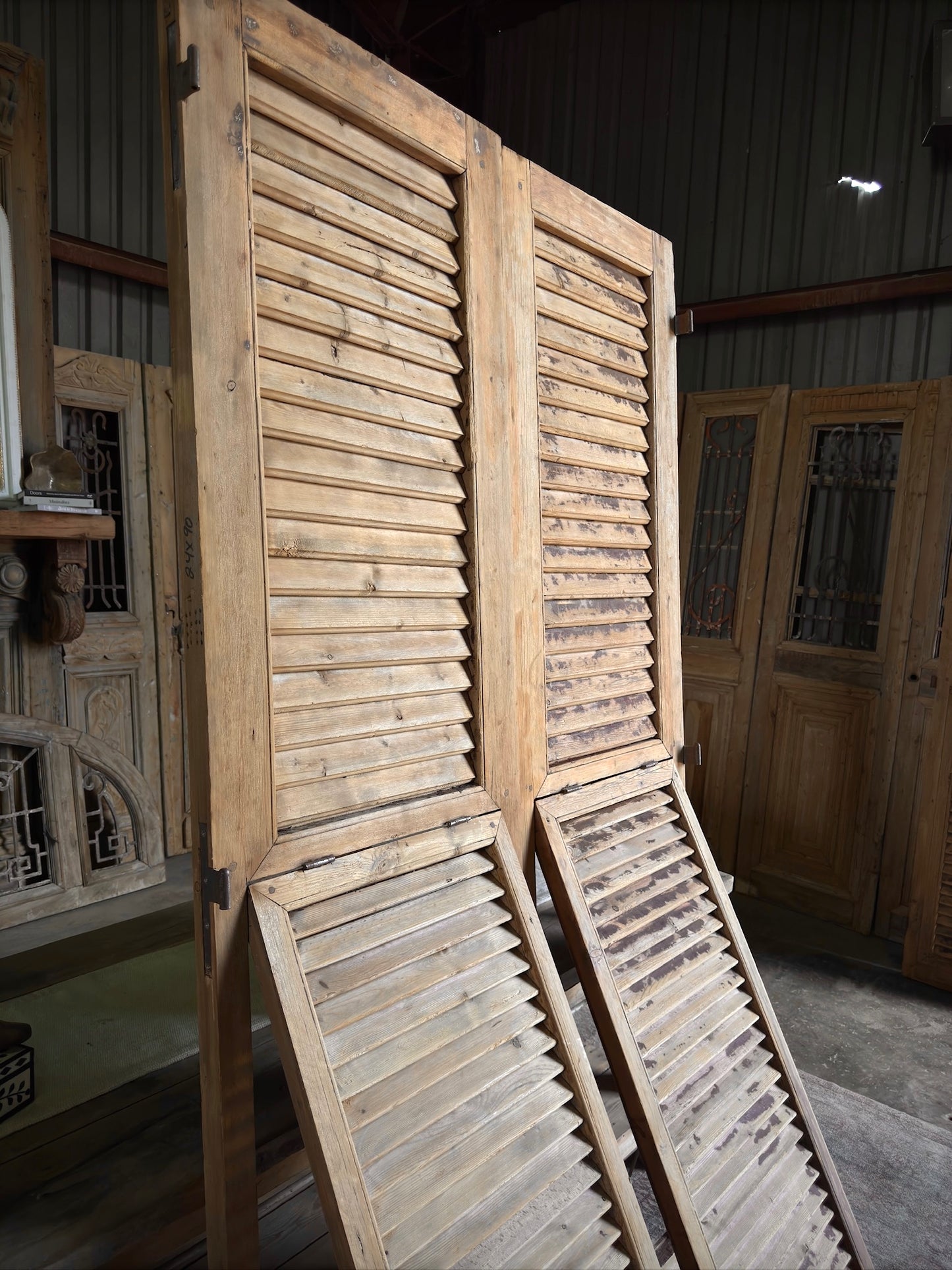 European Antique Louvered Shutters - 48x90 G111