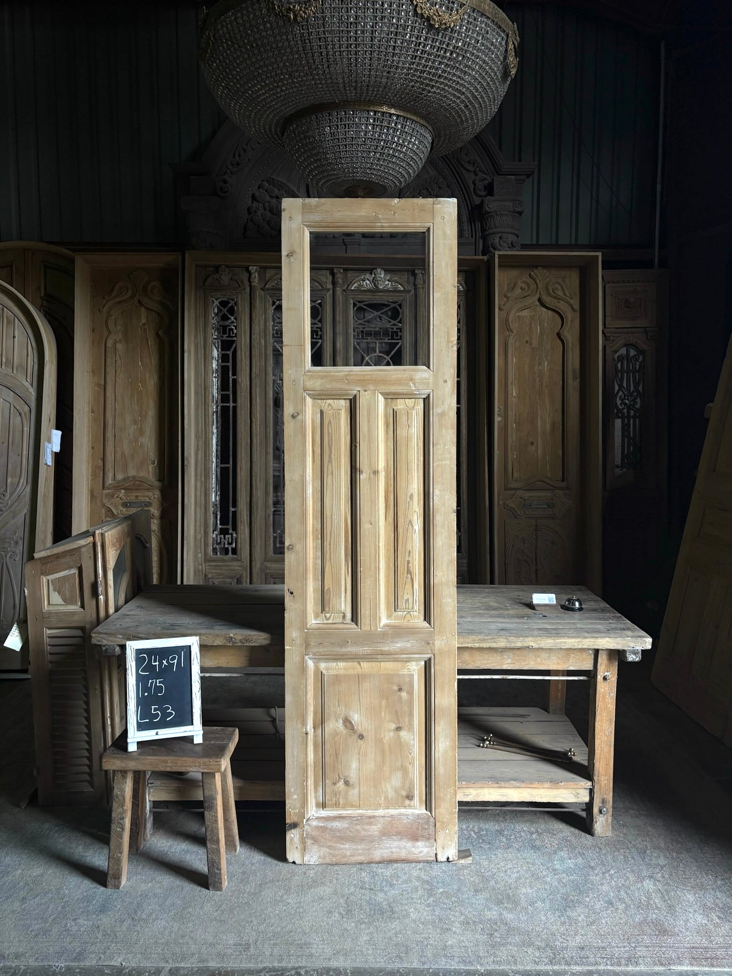 European 4 Panel Antique Glass Single Door - 24x91 - L53