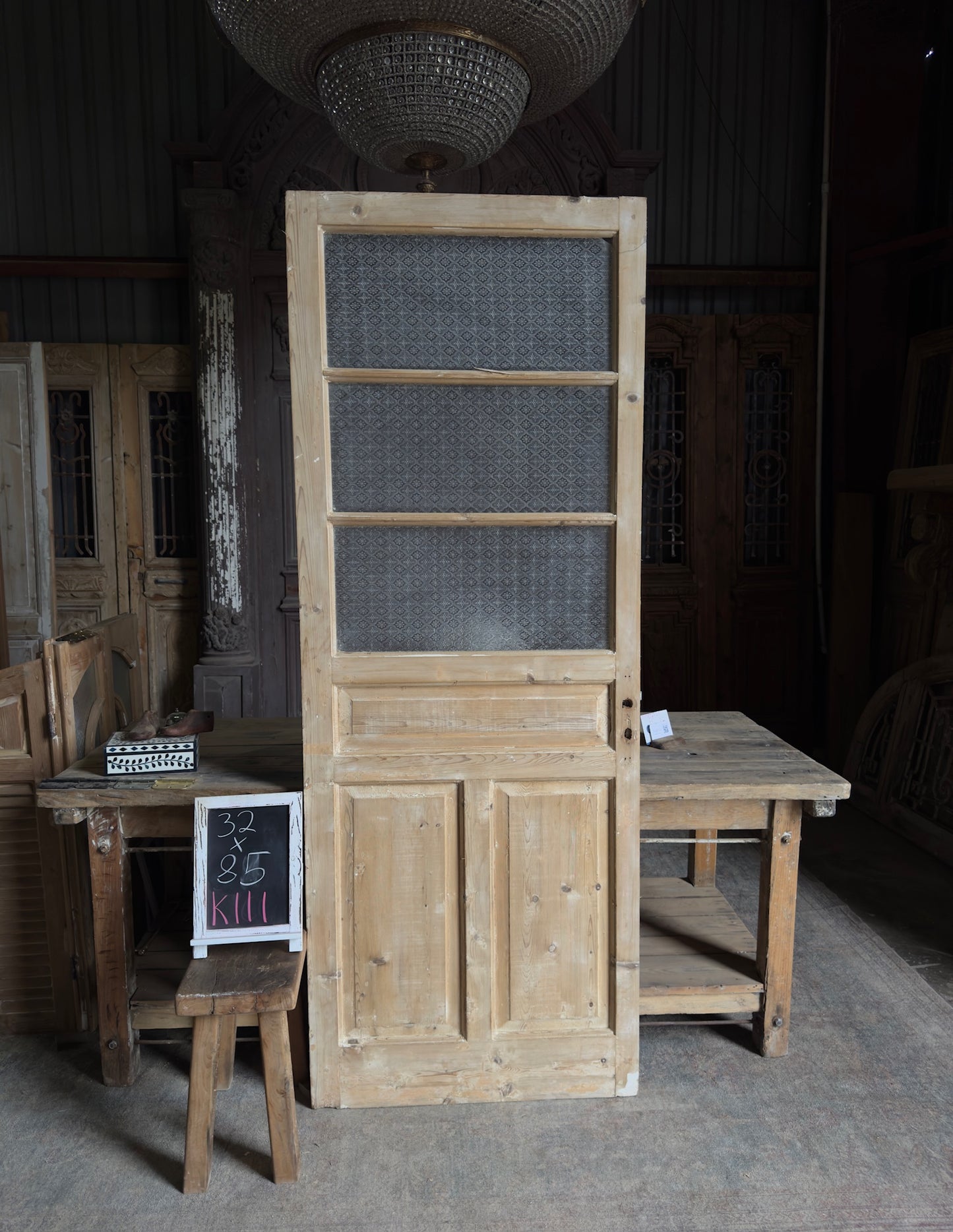 3 Lite Antique Glass Single Door - 32x85 K111
