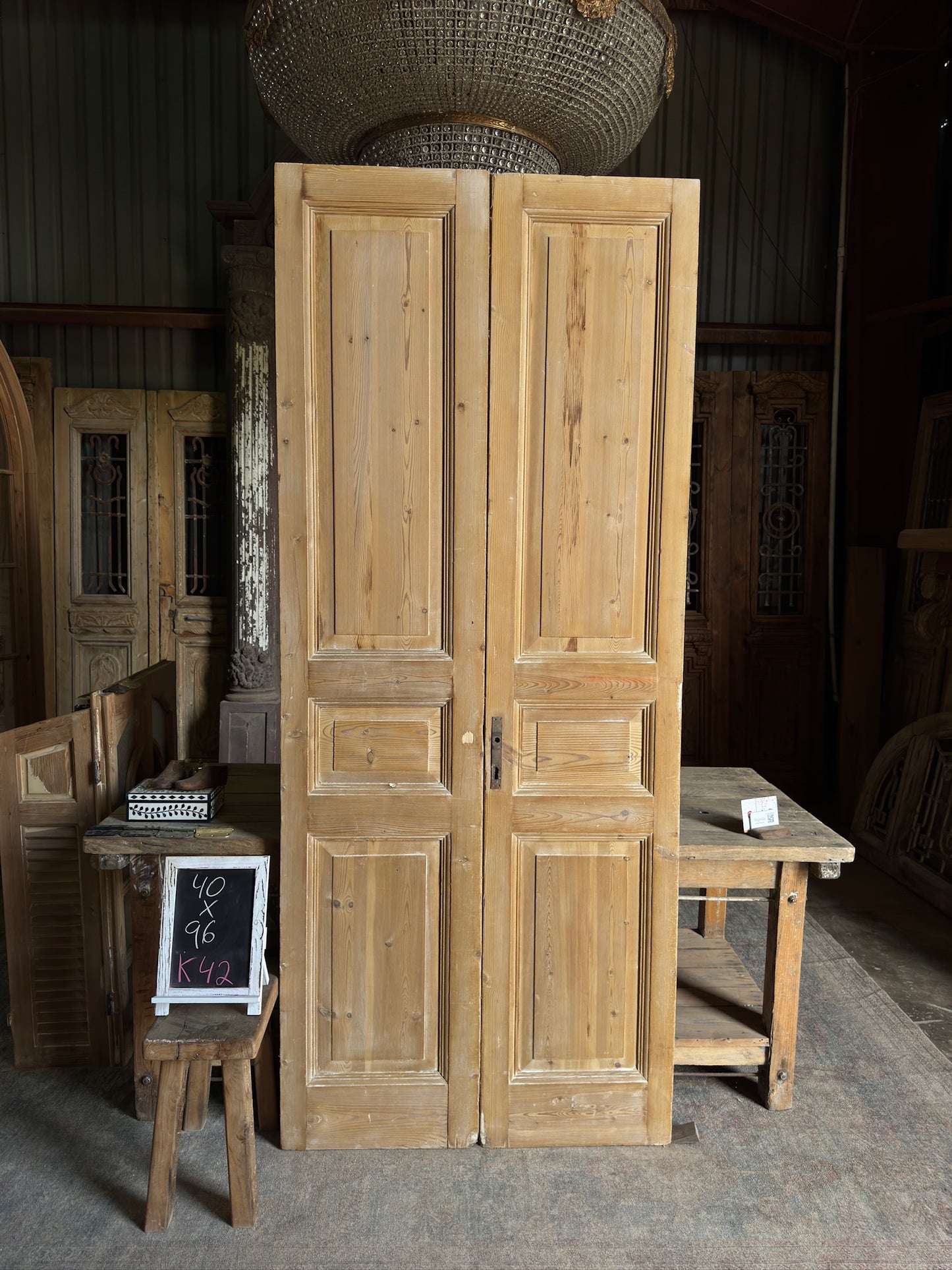 3 Panel Baltic Pine French Doors - 40x96 K42