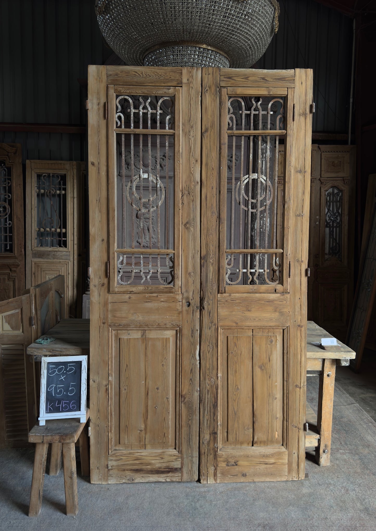 Large Antique Iron Entry Doors - 50.5x95.5 K456