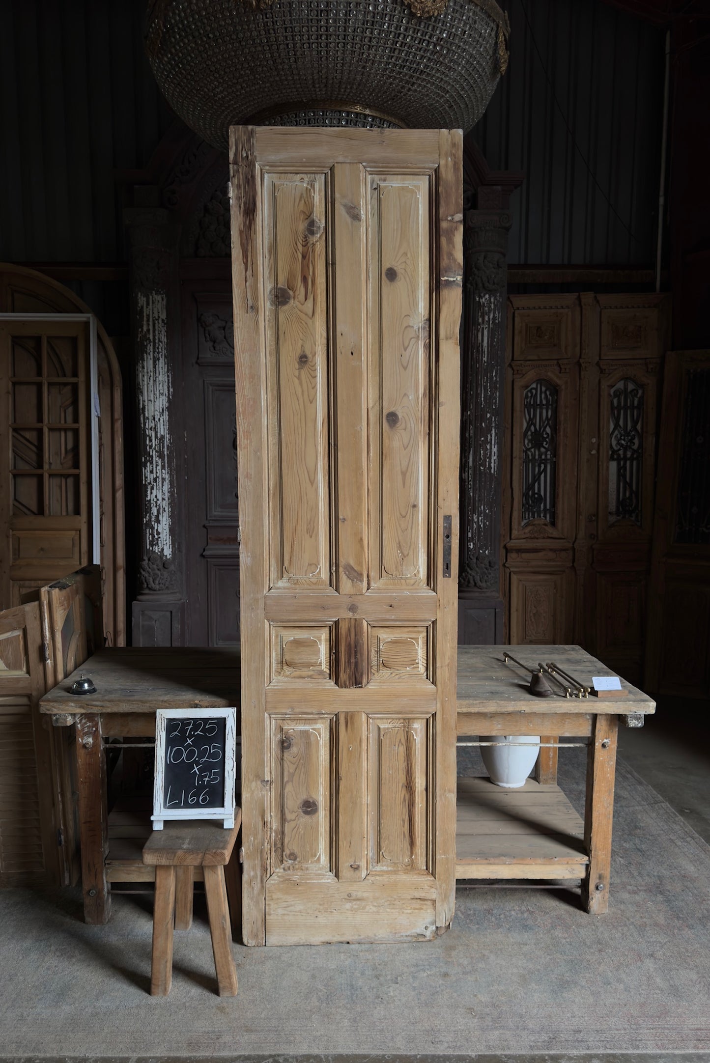 Unique 6 Panel Single Solid Antique Door - 27.25x100.25 - L166