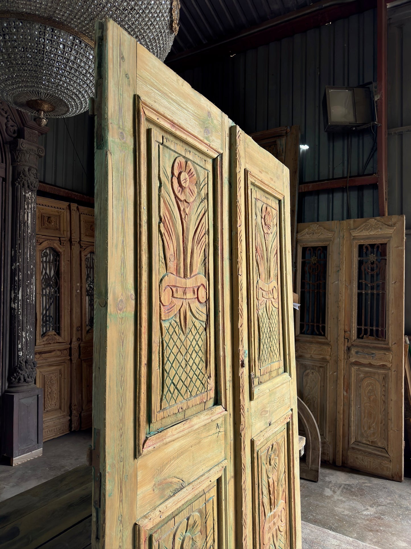 Hand Carved Antique French Doors - 56x92.5 K200