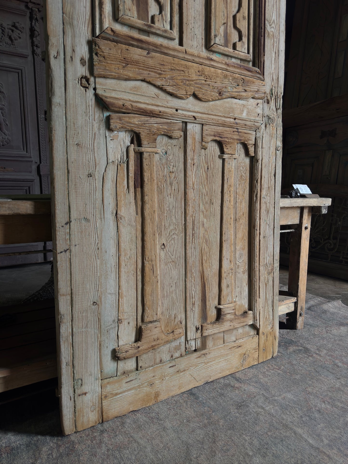 Large Carved Single Antique Door Slab - 41.5x106.5 J65