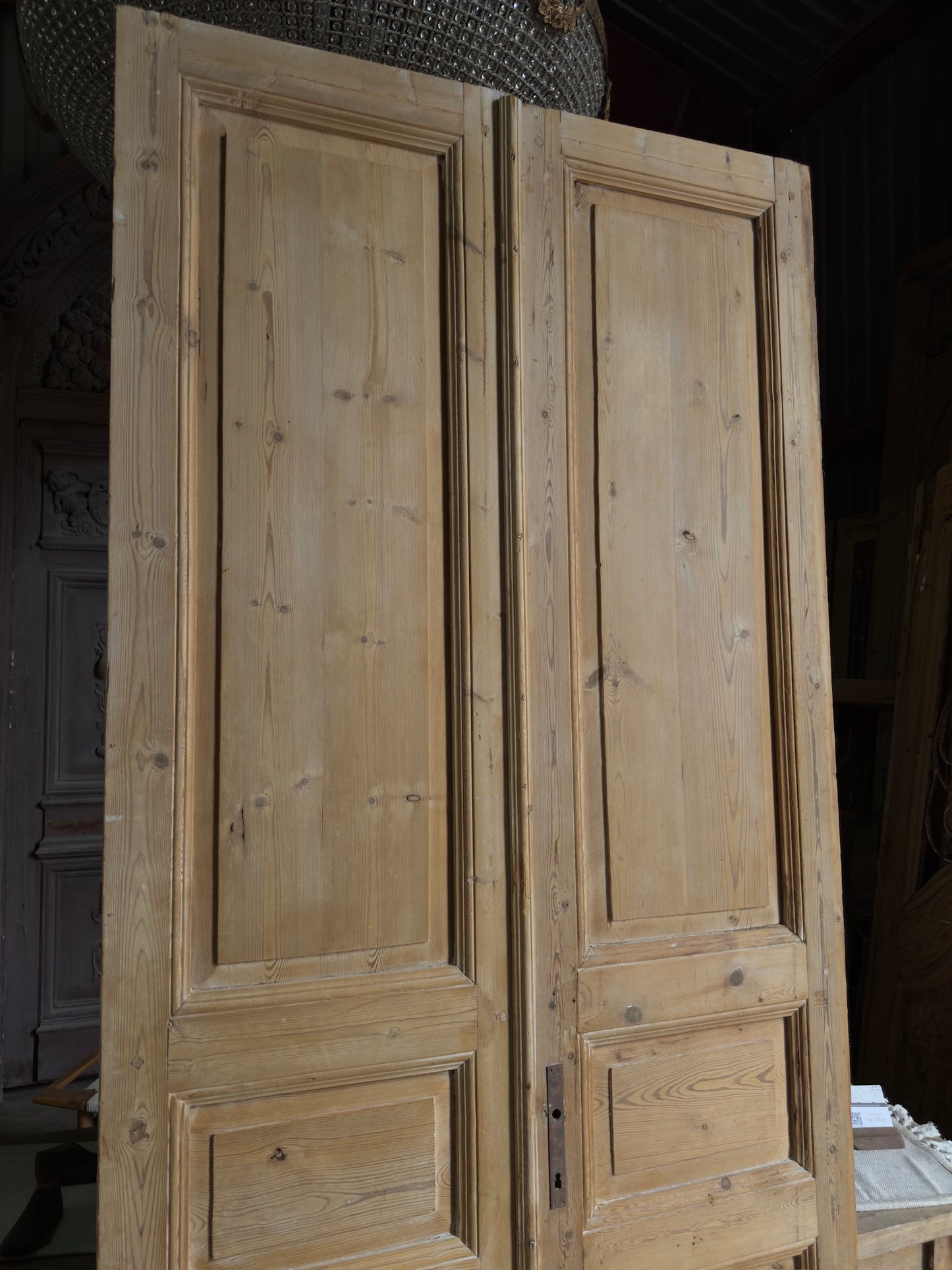 3 Panel Antique Solid French Doors - 44x101.25 J446