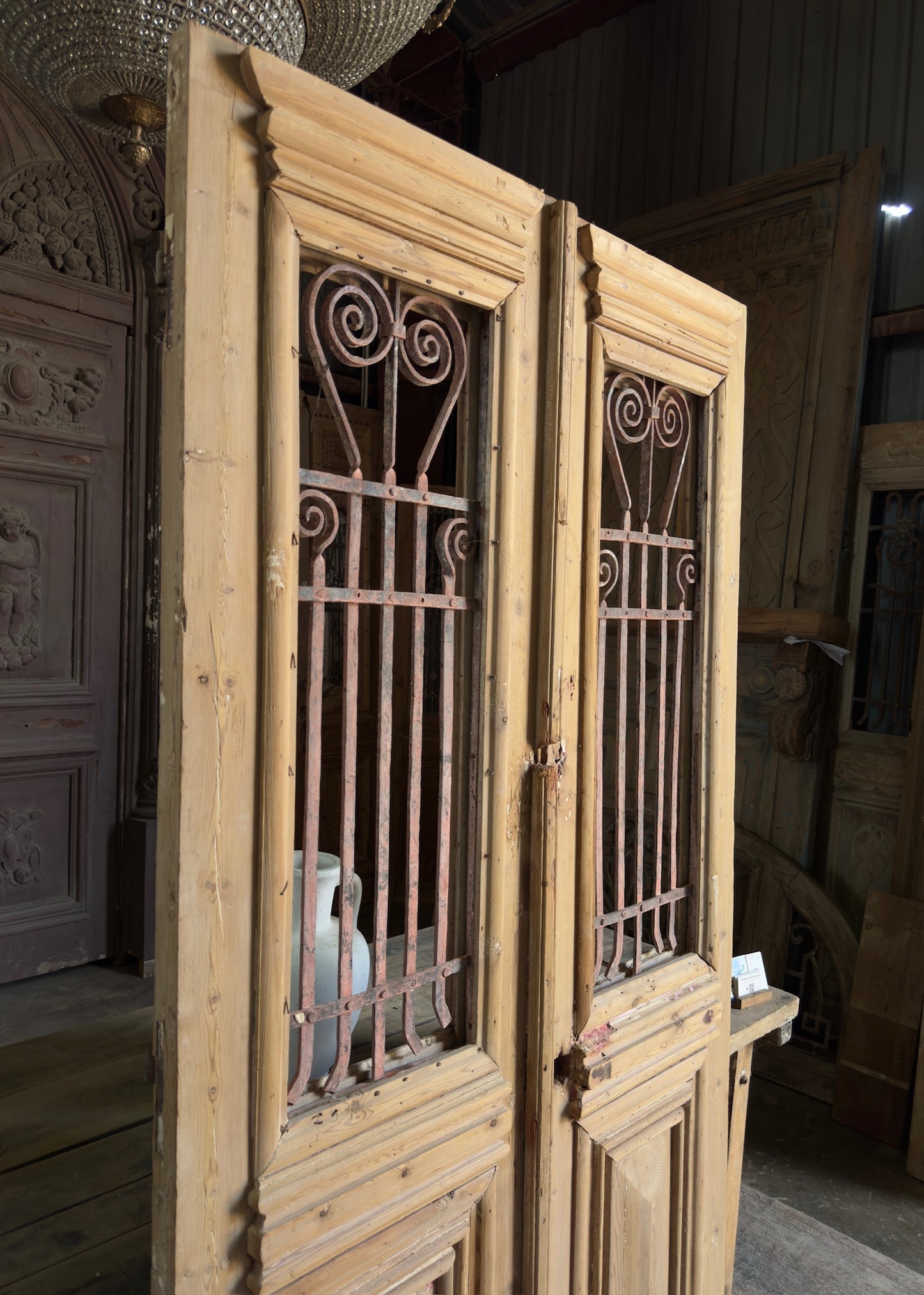 Scrolled Antique Iron French Doors - 44x85 K285
