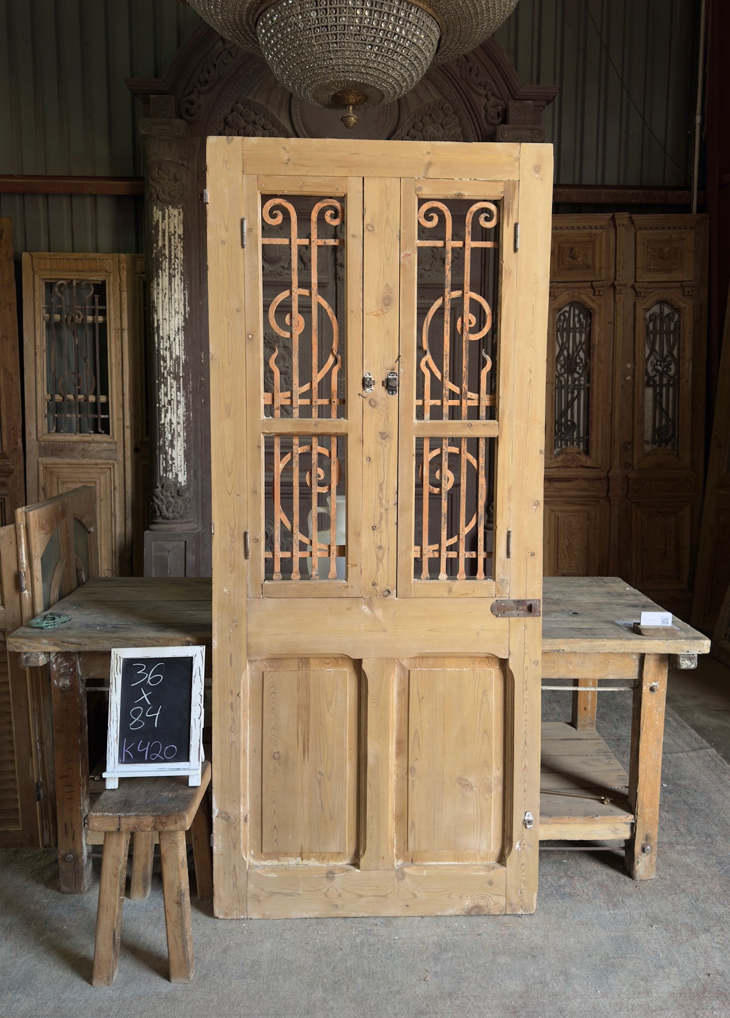 19th Century Single Antique Iron Door - 36x84 K420